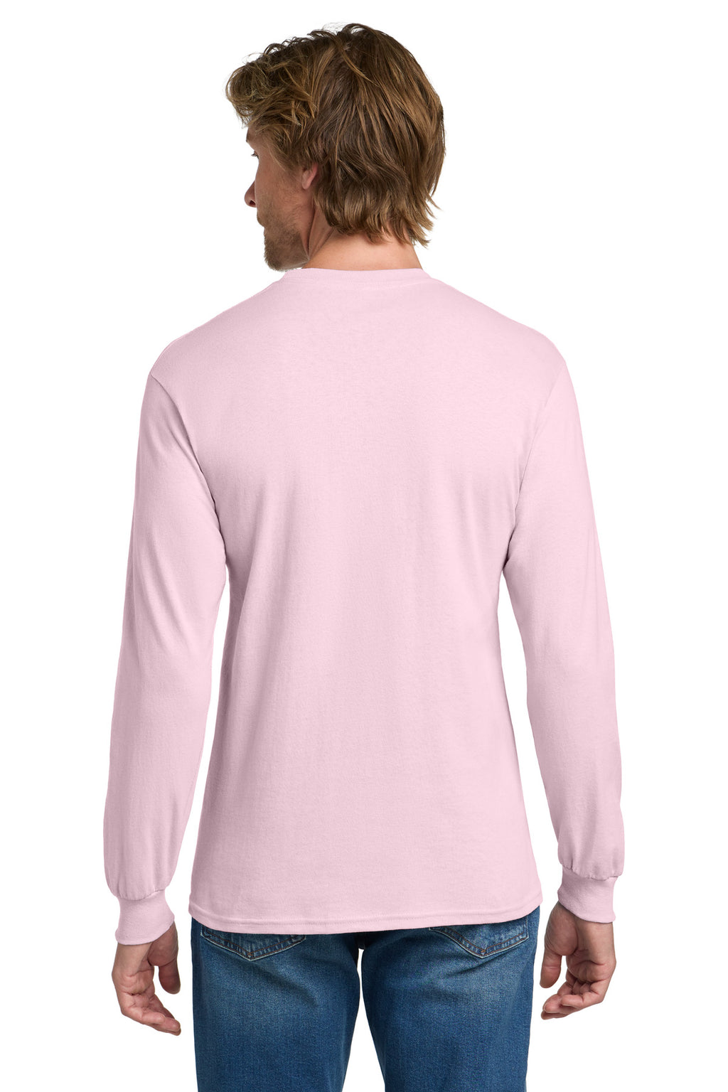 Gildan - Heavy Cotton 100% Cotton Long Sleeve T-Shirt. 5400 - Light Pink - back