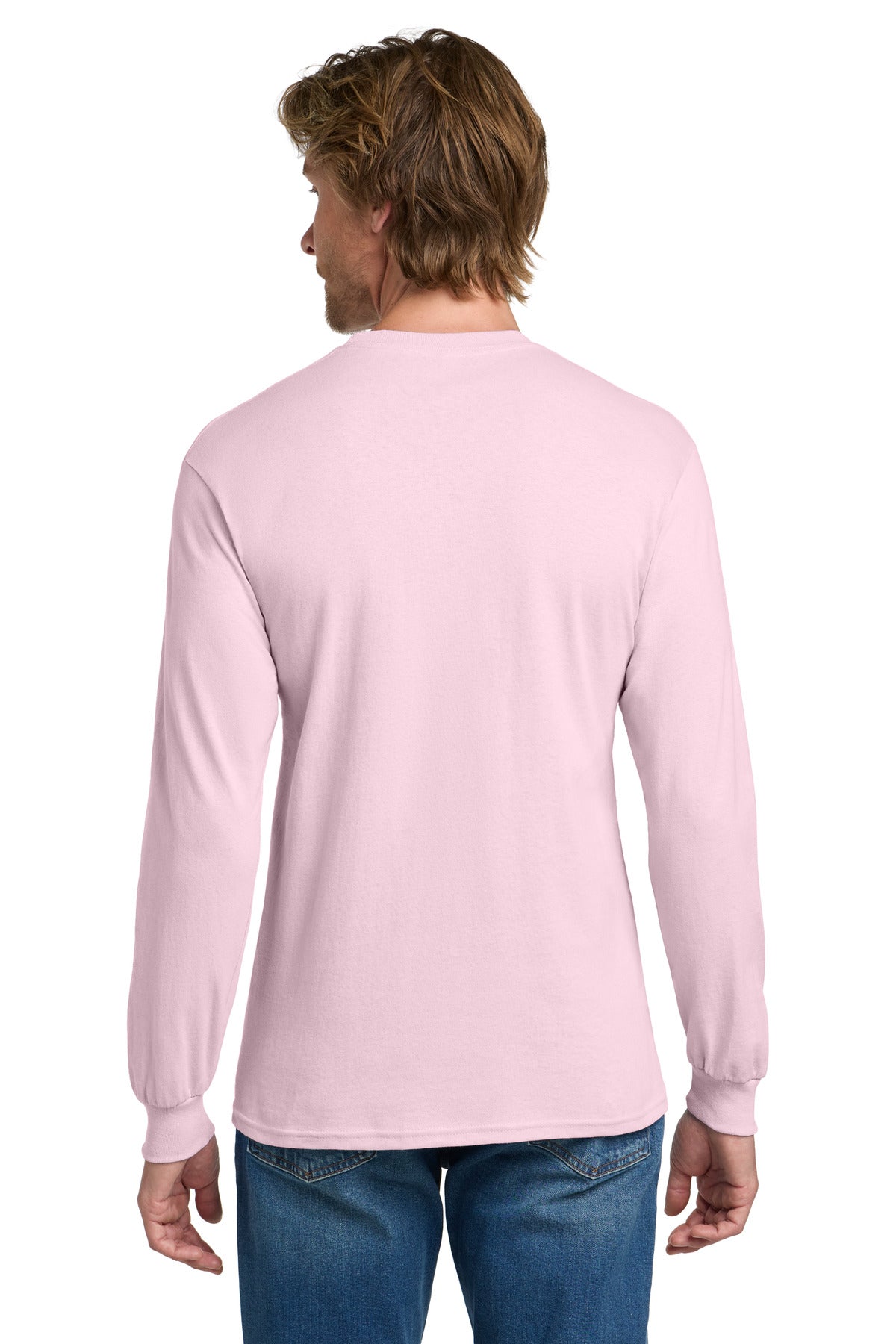 Gildan - Heavy Cotton 100% Cotton Long Sleeve T-Shirt. 5400 - Light Pink - back