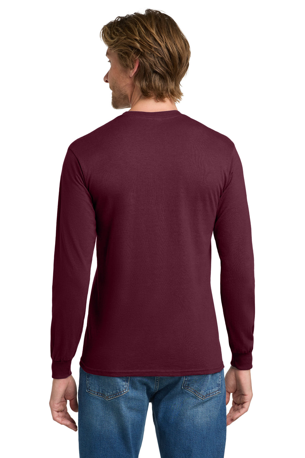 Gildan - Heavy Cotton 100% Cotton Long Sleeve T-Shirt. 5400 - Maroon - back