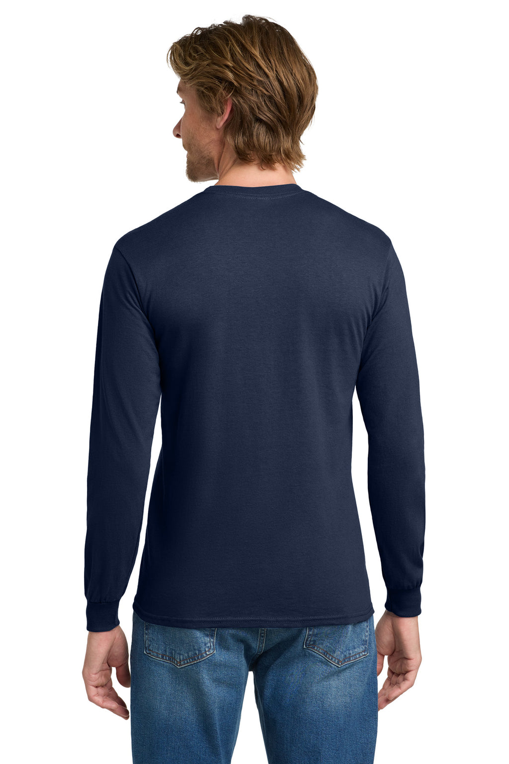 Gildan - Heavy Cotton 100% Cotton Long Sleeve T-Shirt. 5400 - Navy - back