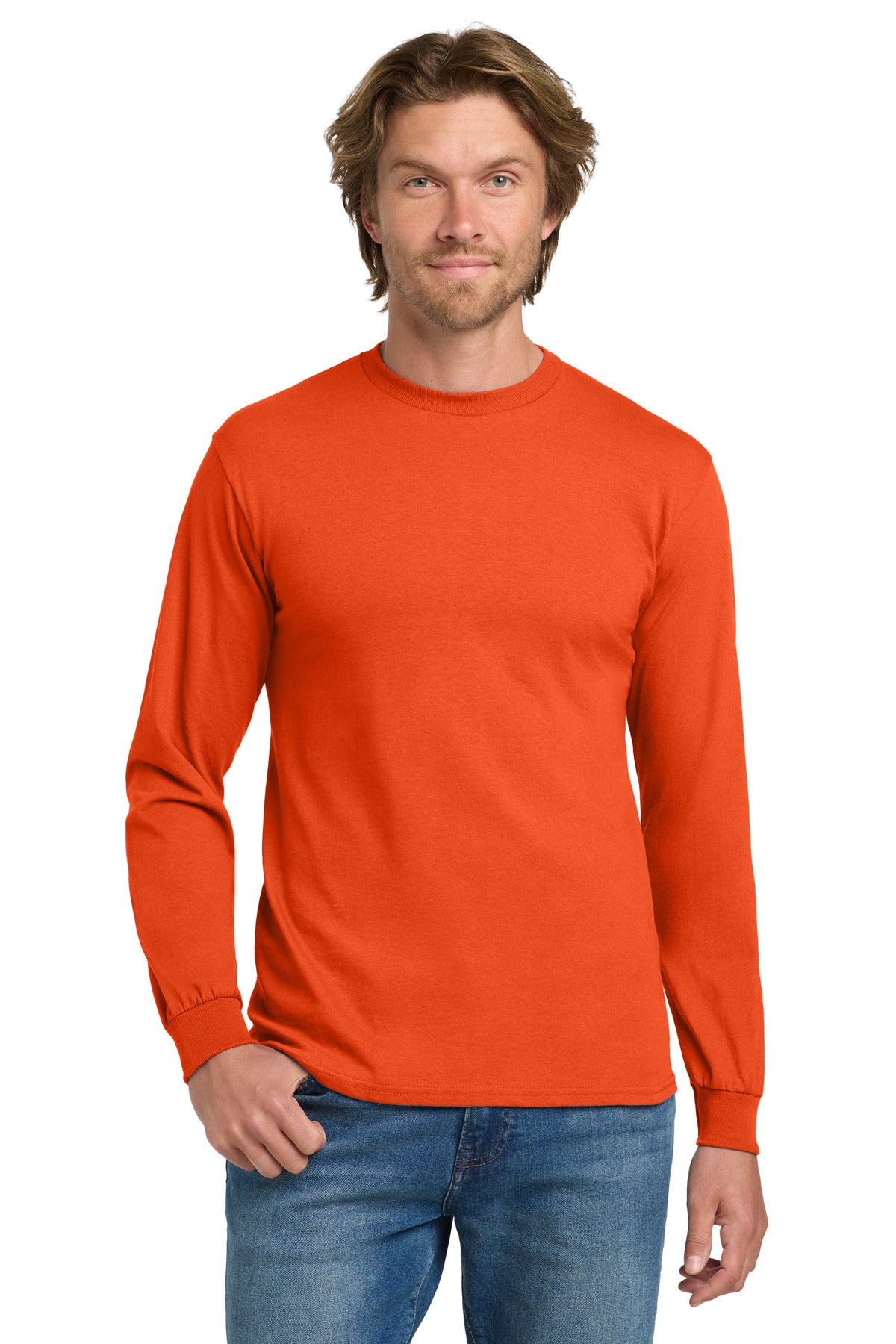 Gildan - Heavy Cotton 100% Cotton Long Sleeve T-Shirt. 5400 - Orange - front