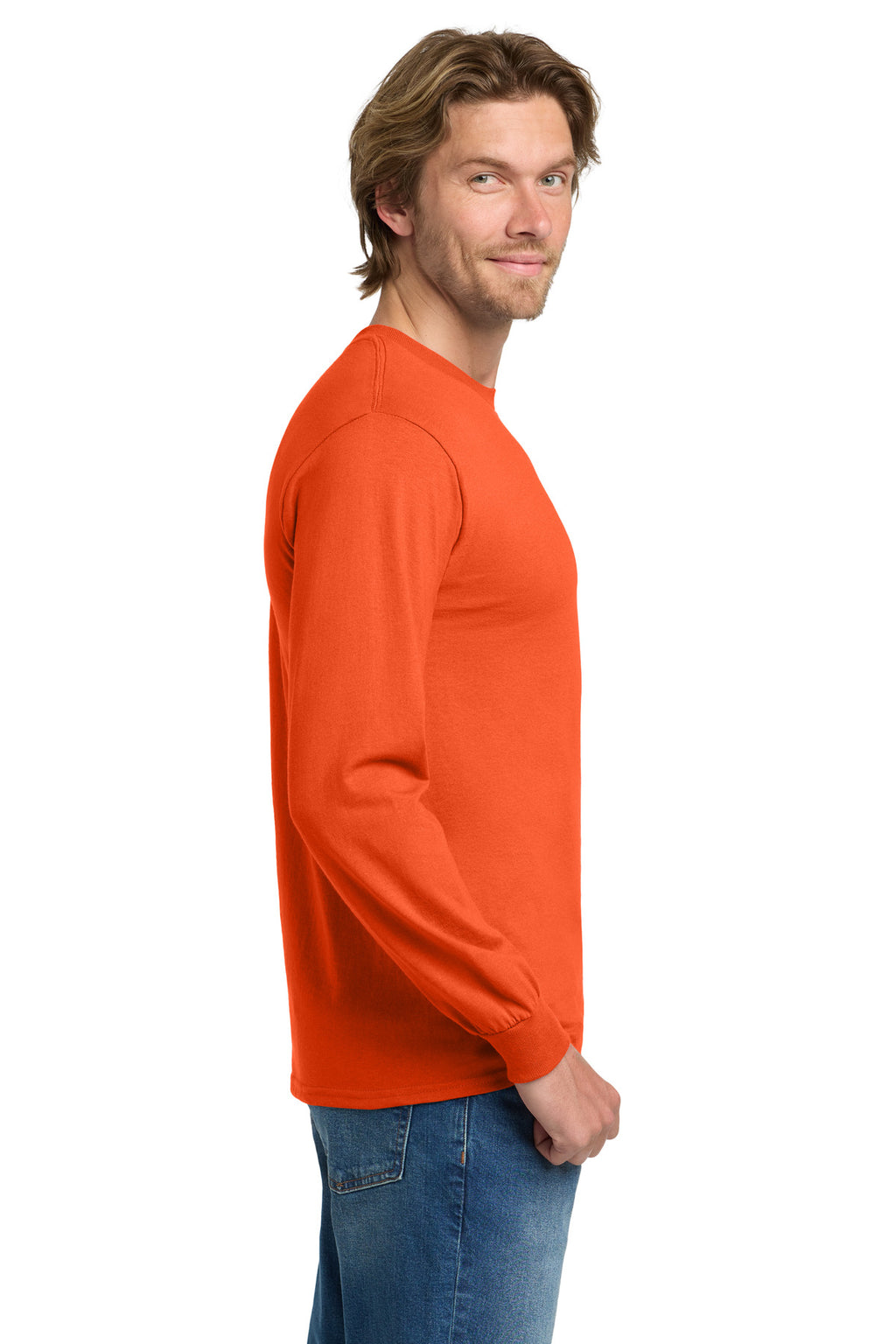 Gildan - Heavy Cotton 100% Cotton Long Sleeve T-Shirt. 5400 - Orange - side