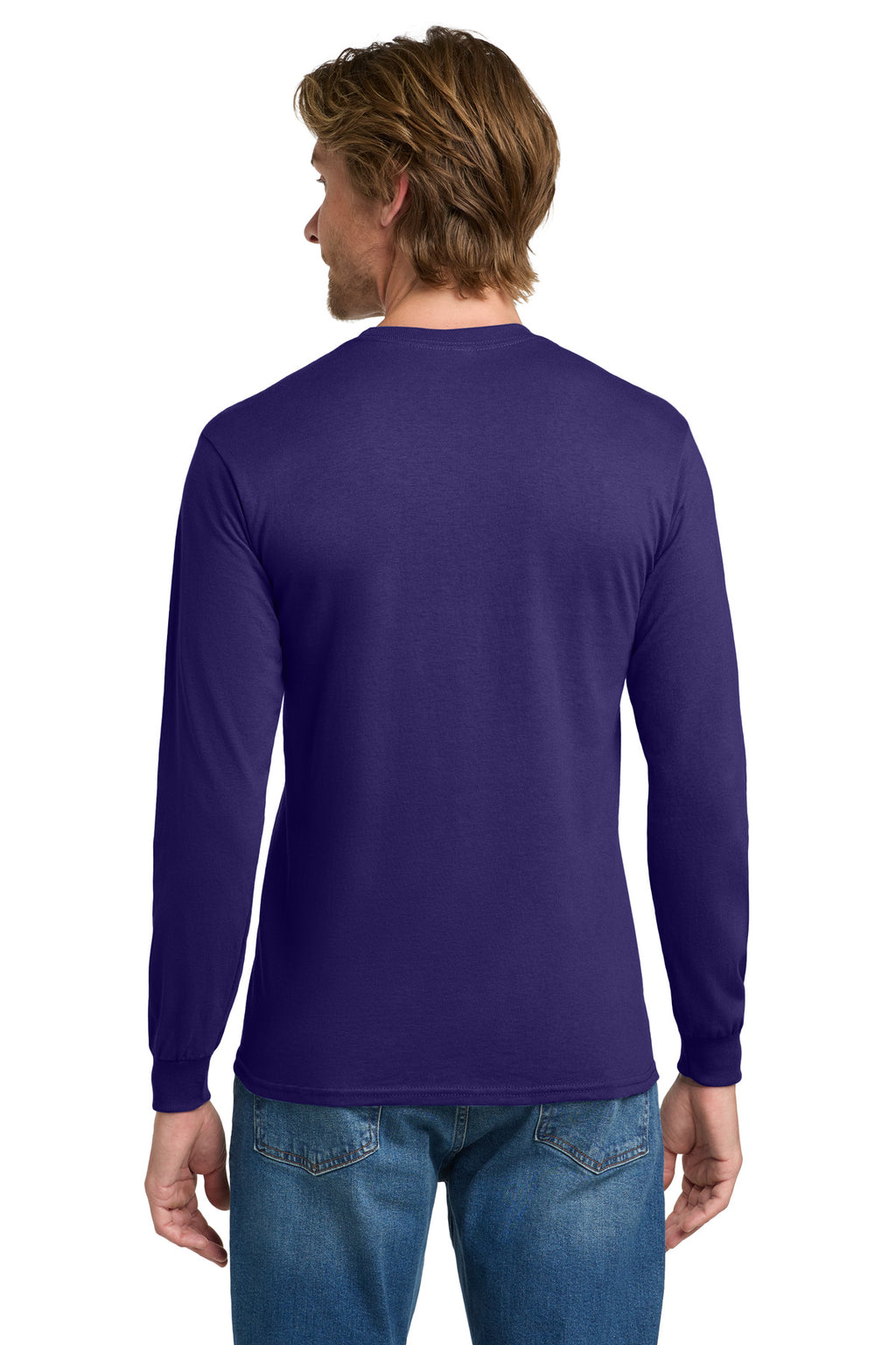 Gildan - Heavy Cotton 100% Cotton Long Sleeve T-Shirt. 5400 - Purple - back