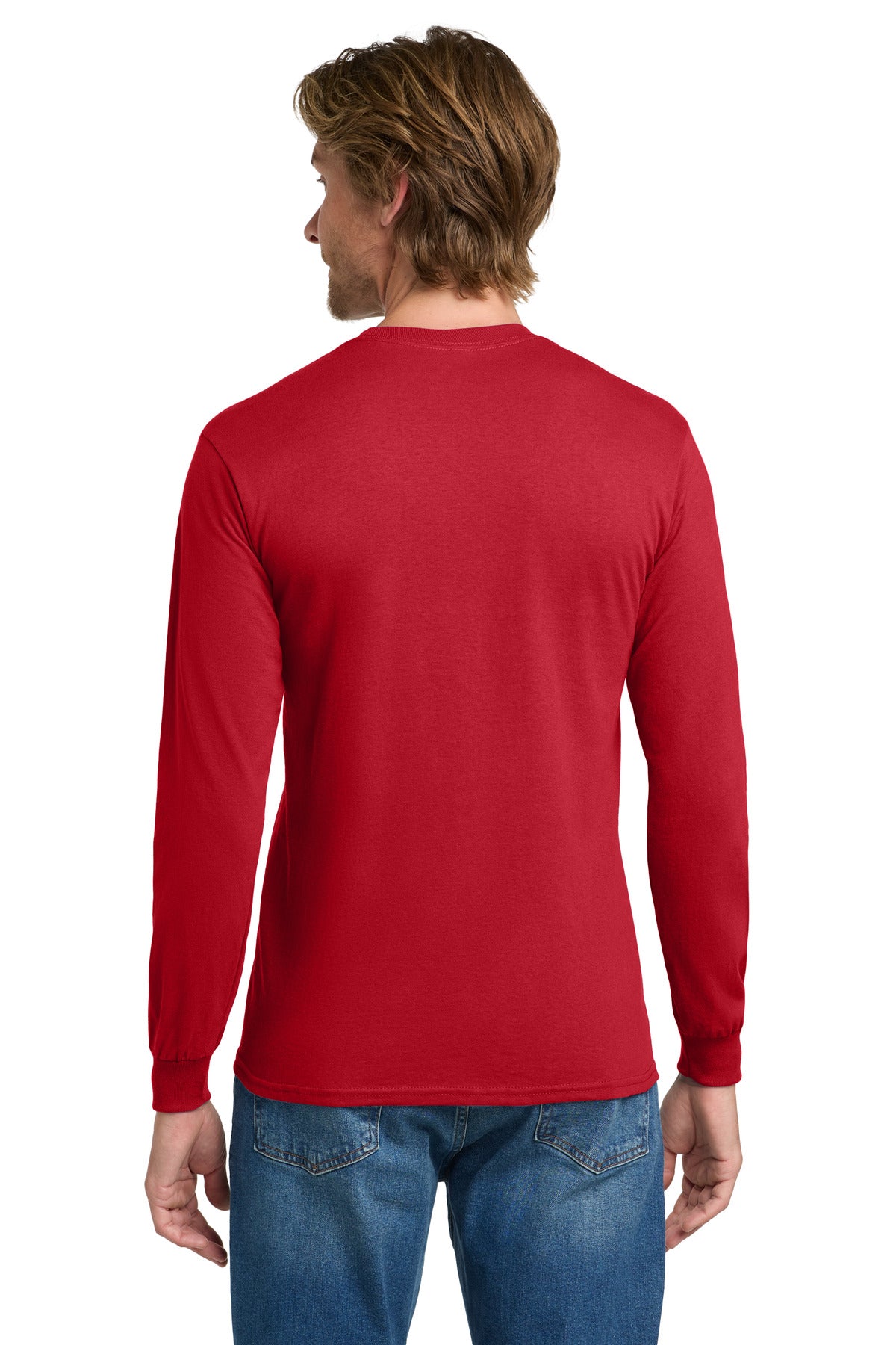 Gildan - Heavy Cotton 100% Cotton Long Sleeve T-Shirt. 5400 - Red - back