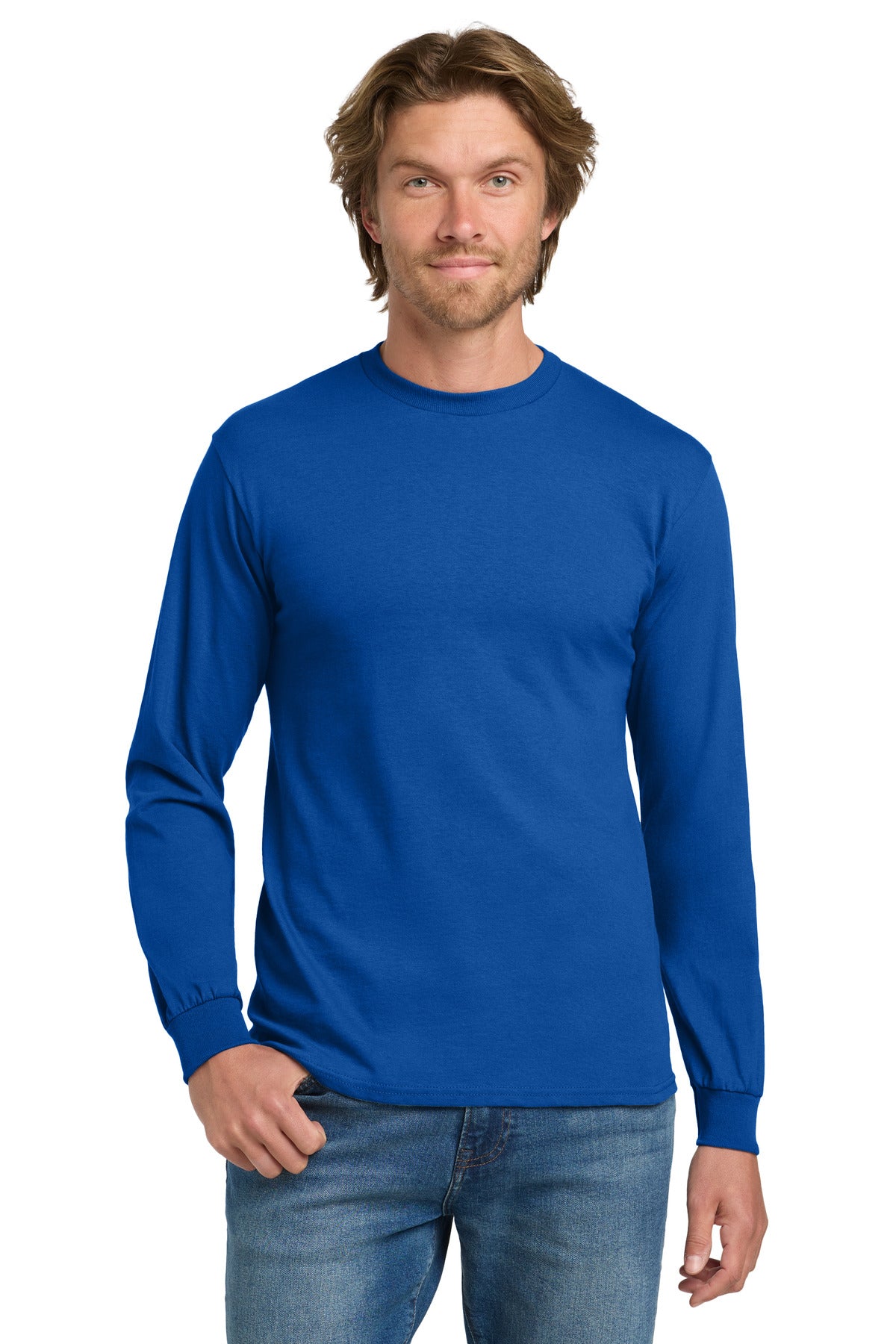 Gildan - Heavy Cotton 100% Cotton Long Sleeve T-Shirt. 5400 - Royal - front