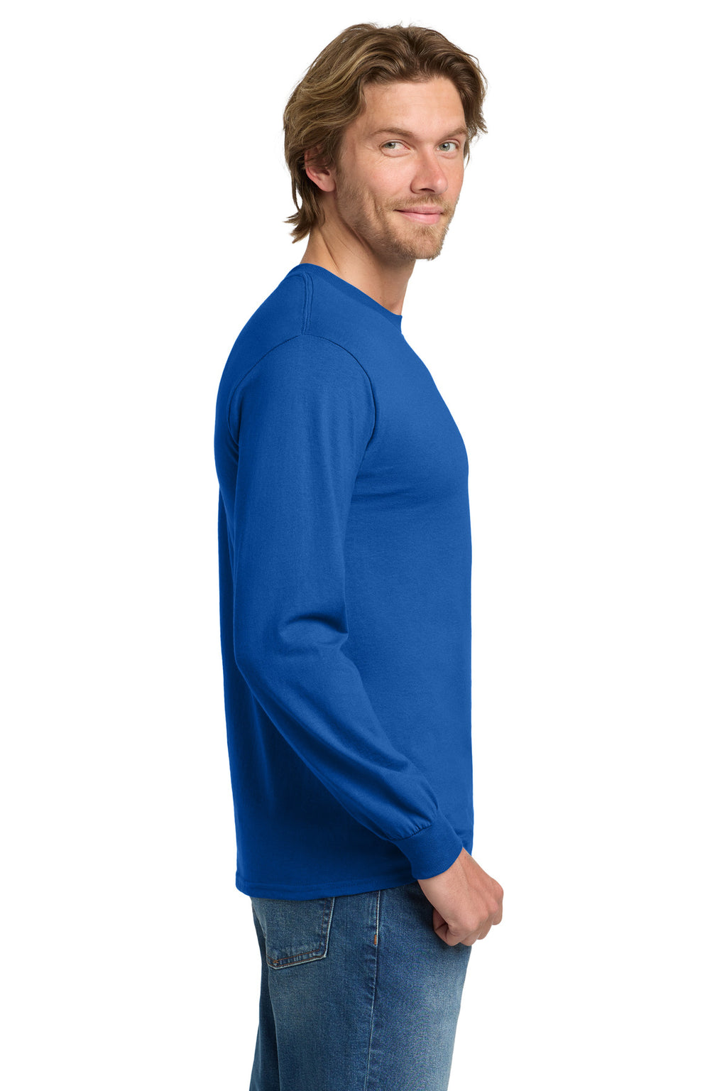 Gildan - Heavy Cotton 100% Cotton Long Sleeve T-Shirt. 5400 - Royal - side