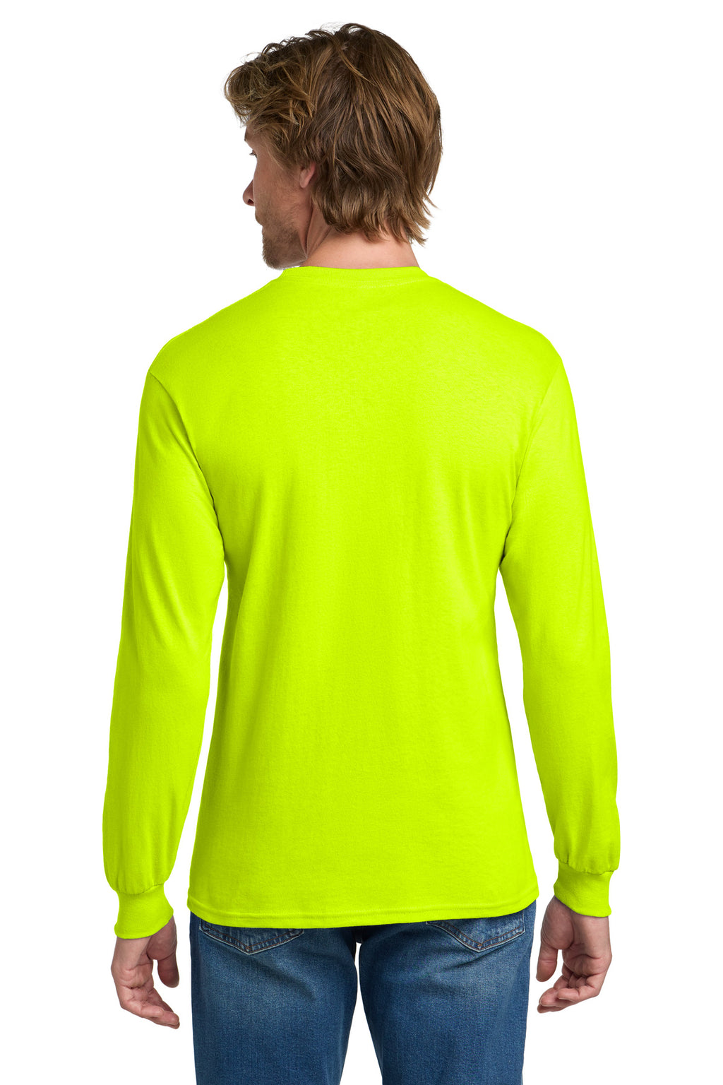 Gildan - Heavy Cotton 100% Cotton Long Sleeve T-Shirt. 5400 - Safety Green - back