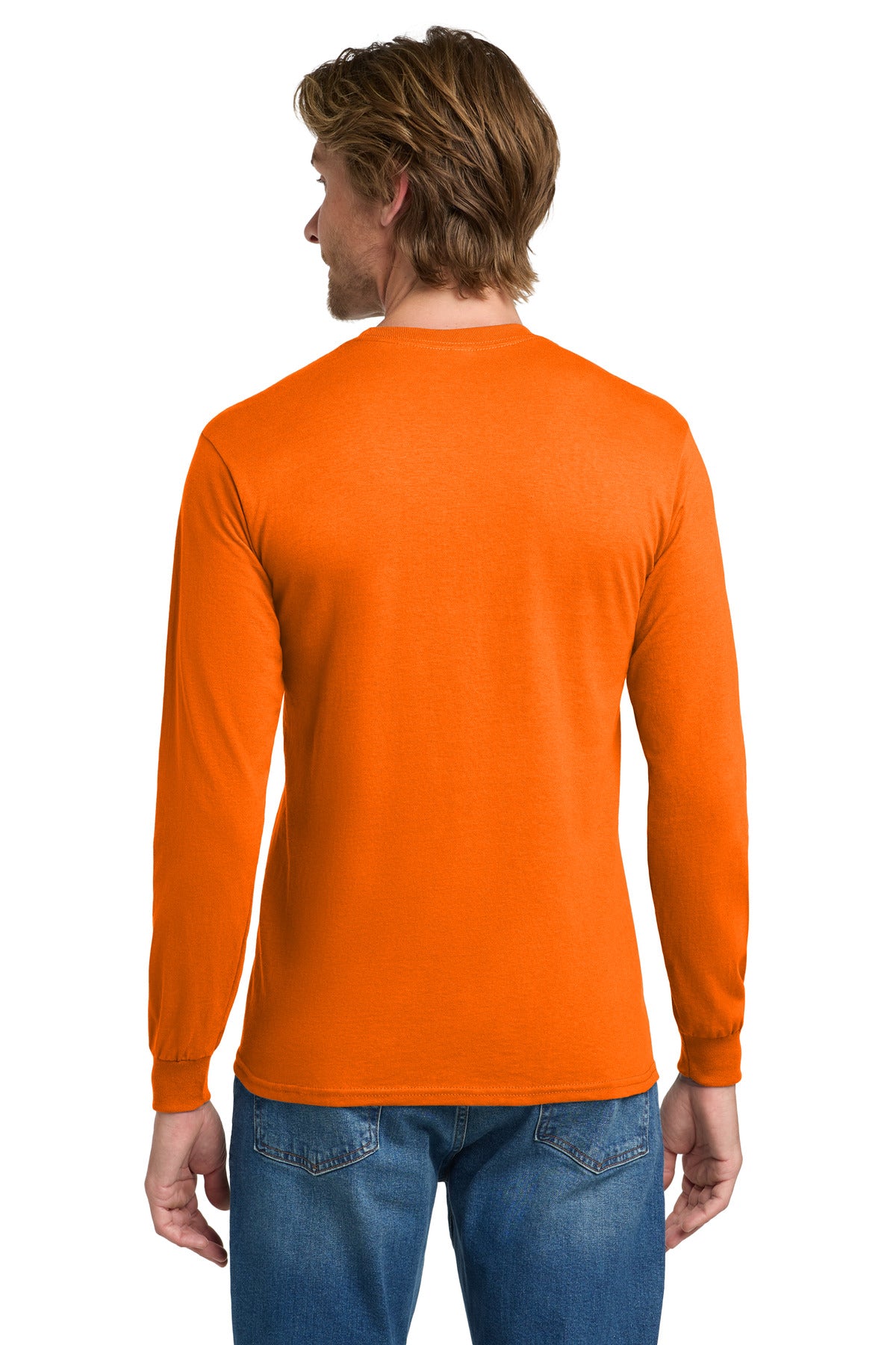 Gildan - Heavy Cotton 100% Cotton Long Sleeve T-Shirt. 5400 - S. Orange - back