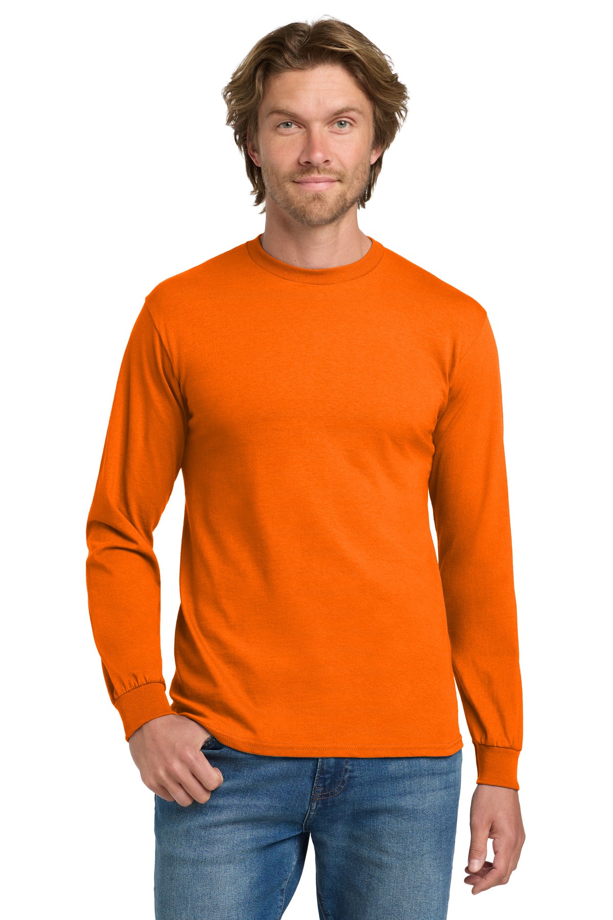 Gildan - Heavy Cotton 100% Cotton Long Sleeve T-Shirt. 5400 - S. Orange - front