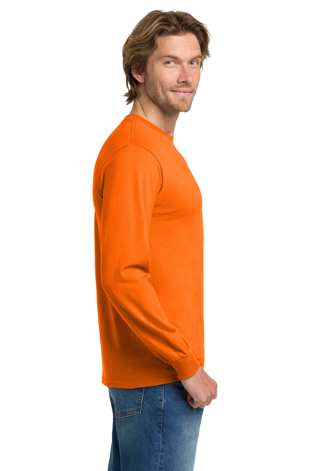 Gildan - Heavy Cotton 100% Cotton Long Sleeve T-Shirt. 5400 - S. Orange - side