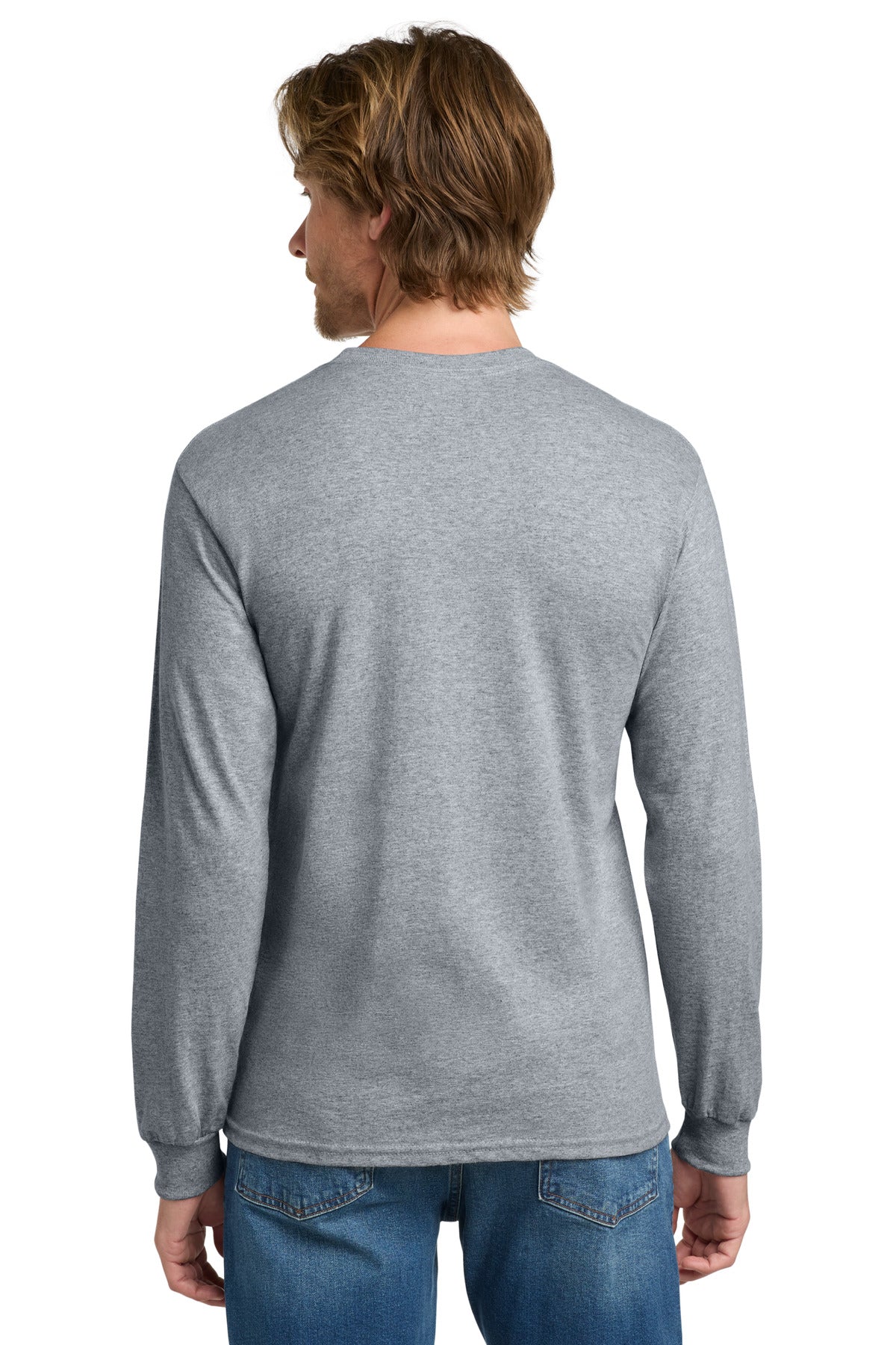 Gildan - Heavy Cotton 100% Cotton Long Sleeve T-Shirt. 5400 - Sport Grey - back
