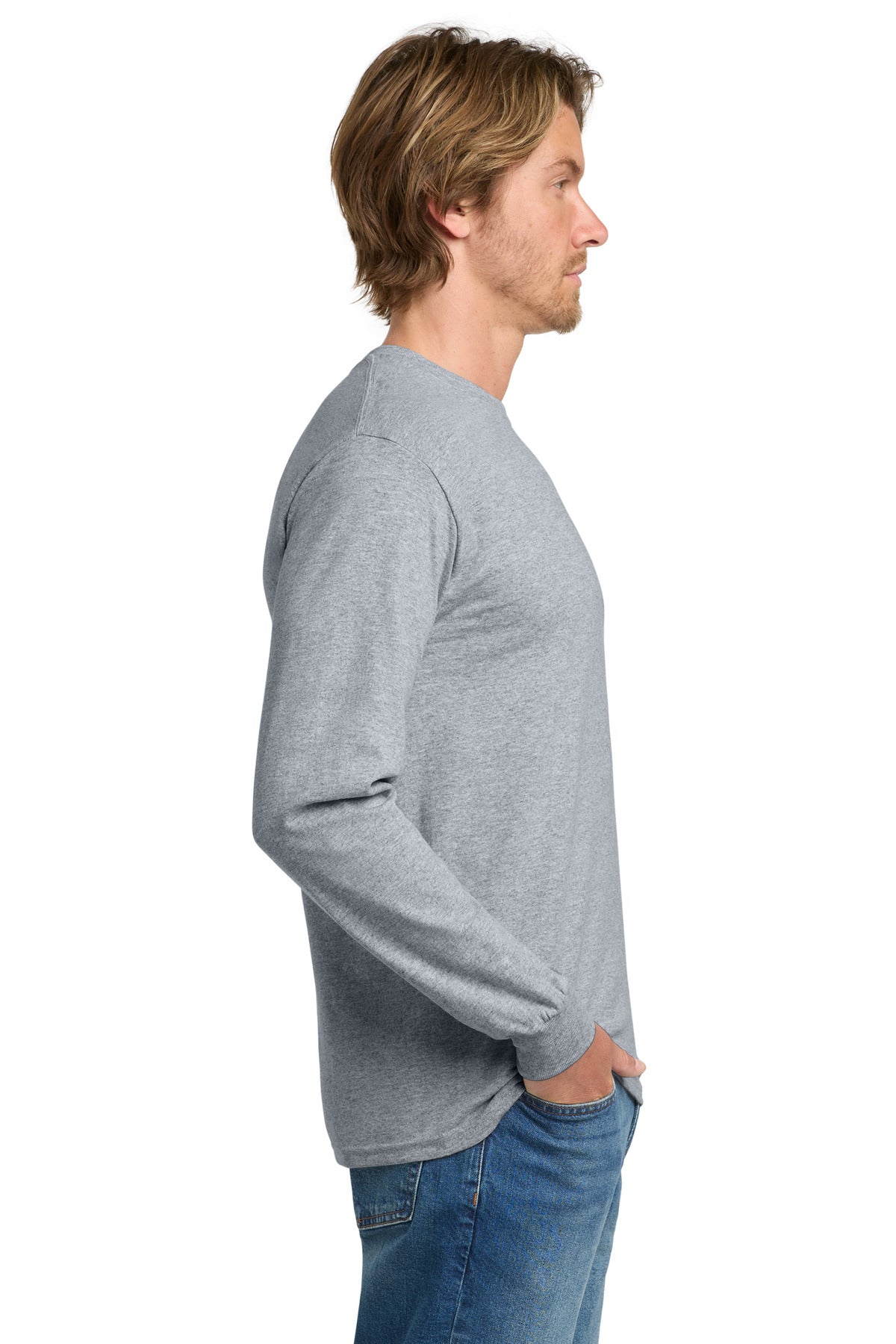 Gildan - Heavy Cotton 100% Cotton Long Sleeve T-Shirt. 5400 - Sport Grey - side