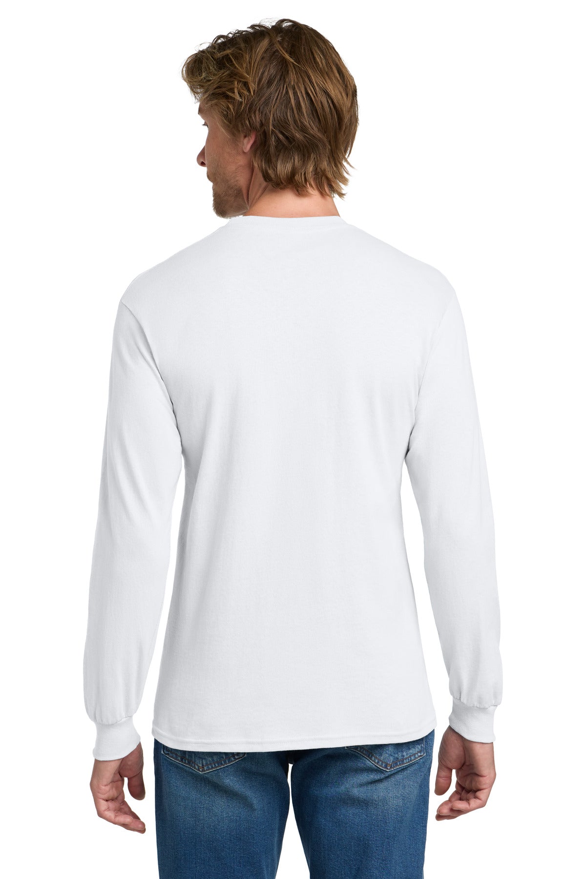 Gildan - Heavy Cotton 100% Cotton Long Sleeve T-Shirt. 5400 - White - back
