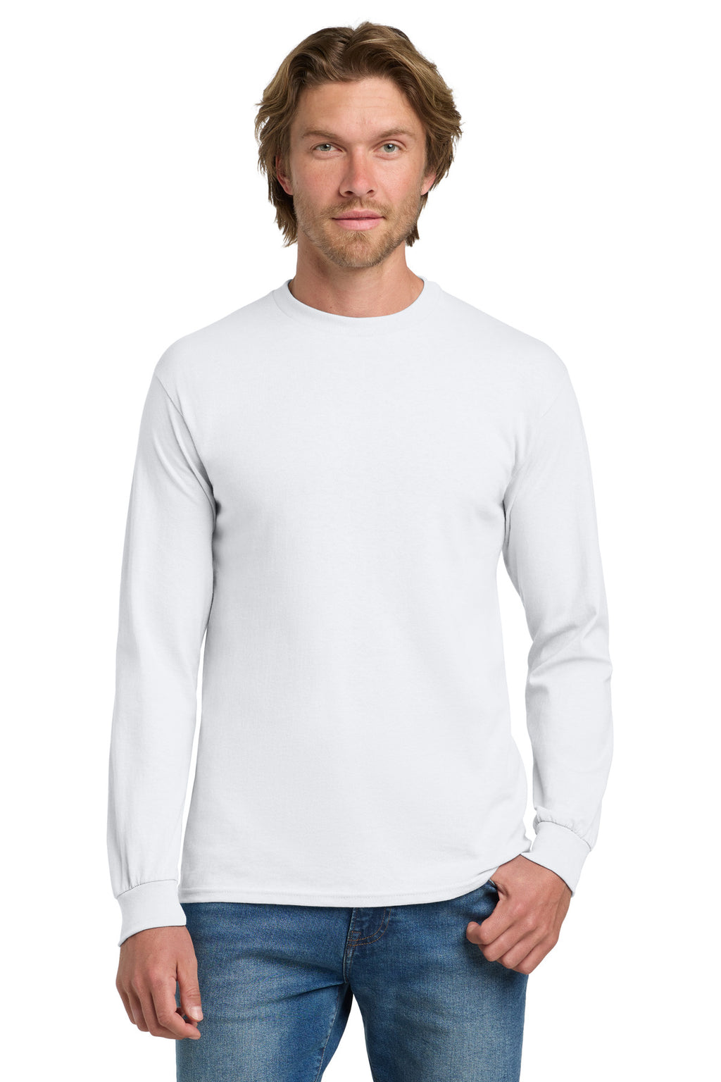 Gildan - Heavy Cotton 100% Cotton Long Sleeve T-Shirt. 5400 - White - front