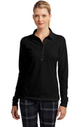 DISCONTINUED Nike Women's Long Sleeve Dri-FIT Stretch Tech Polo. 545322 - Black - front