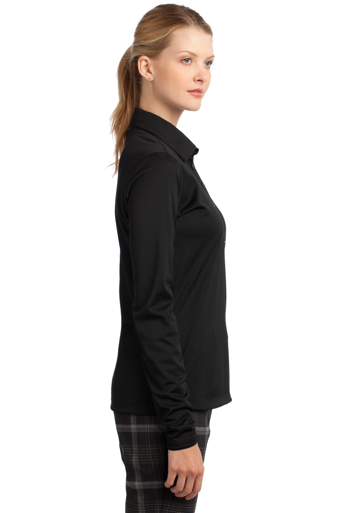 DISCONTINUED Nike Women's Long Sleeve Dri-FIT Stretch Tech Polo. 545322 - Black - side