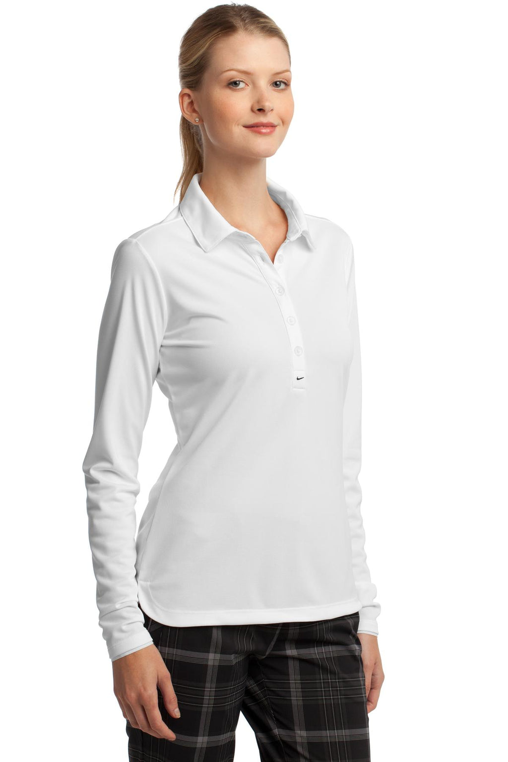 DISCONTINUED Nike Women's Long Sleeve Dri-FIT Stretch Tech Polo. 545322 - White - three_q