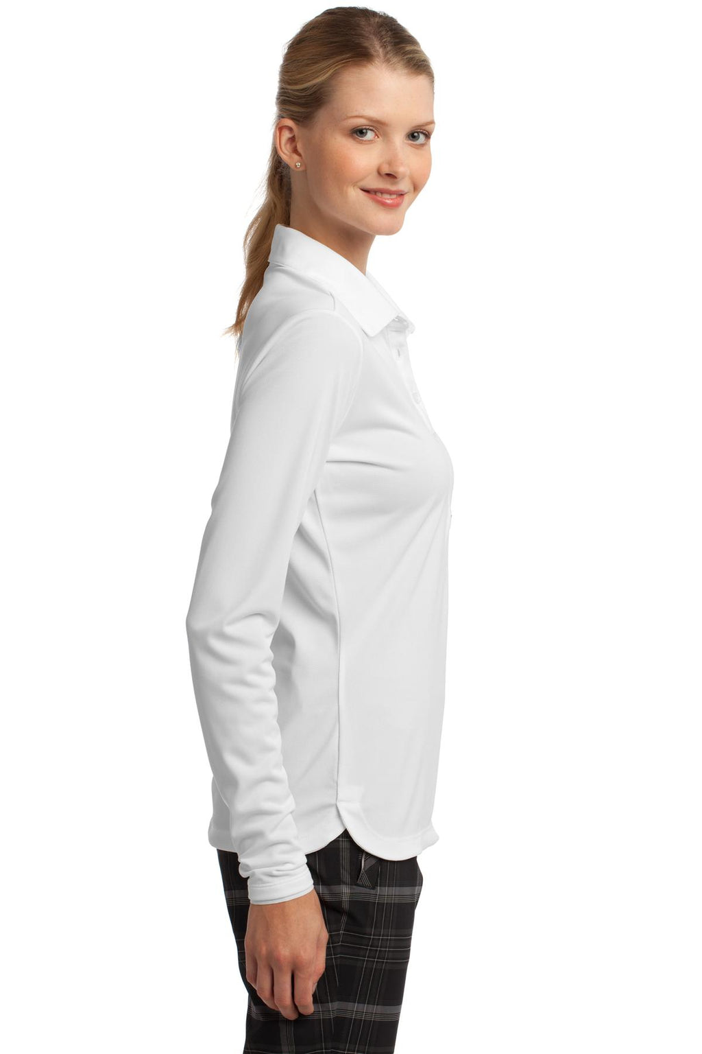 DISCONTINUED Nike Women's Long Sleeve Dri-FIT Stretch Tech Polo. 545322 - White - side