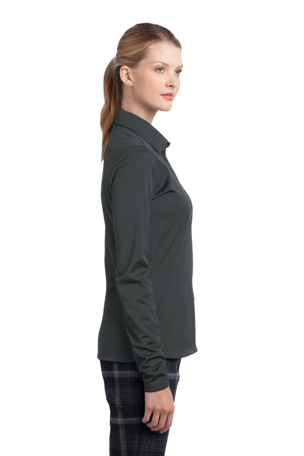 DISCONTINUED Nike Women's Long Sleeve Dri-FIT Stretch Tech Polo. 545322 - Anthracite - side