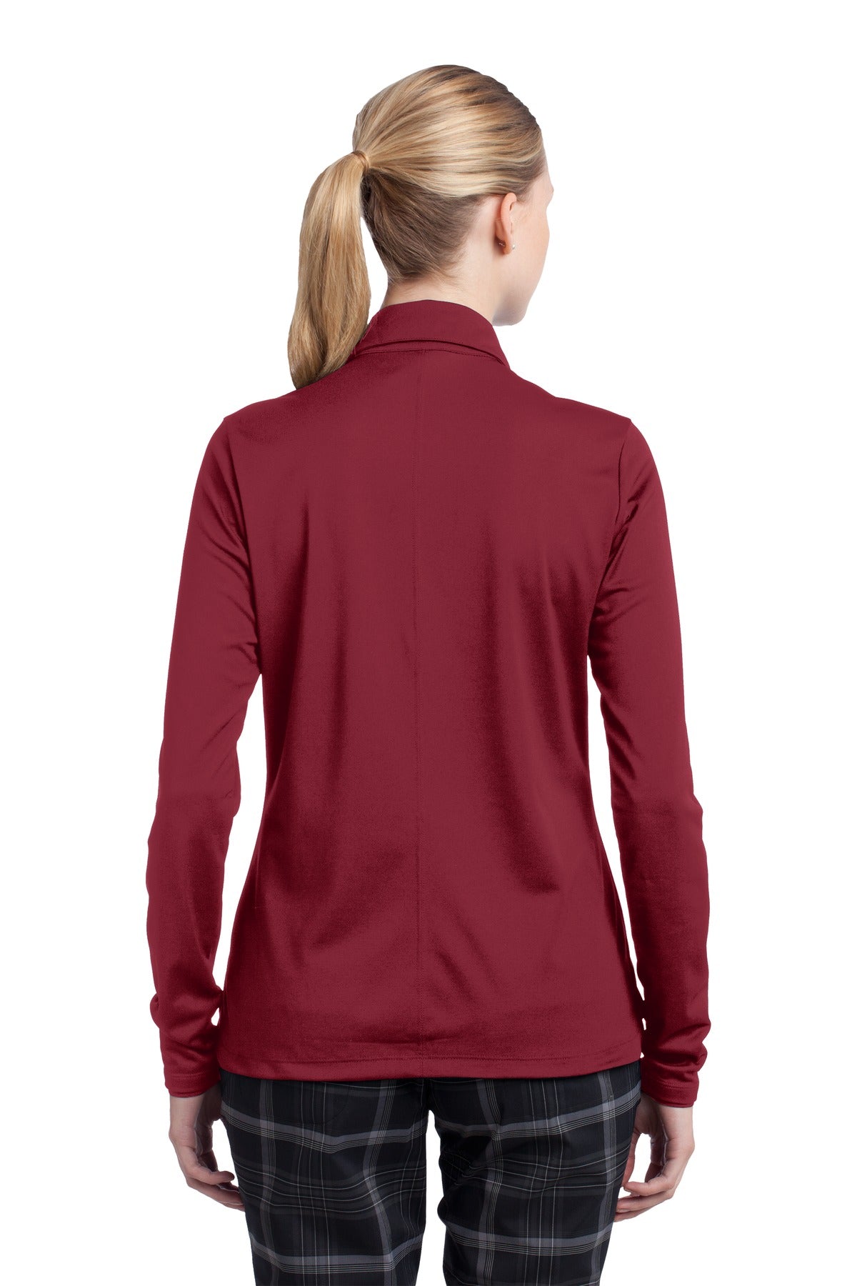 DISCONTINUED Nike Women's Long Sleeve Dri-FIT Stretch Tech Polo. 545322 - Varsity Red - back