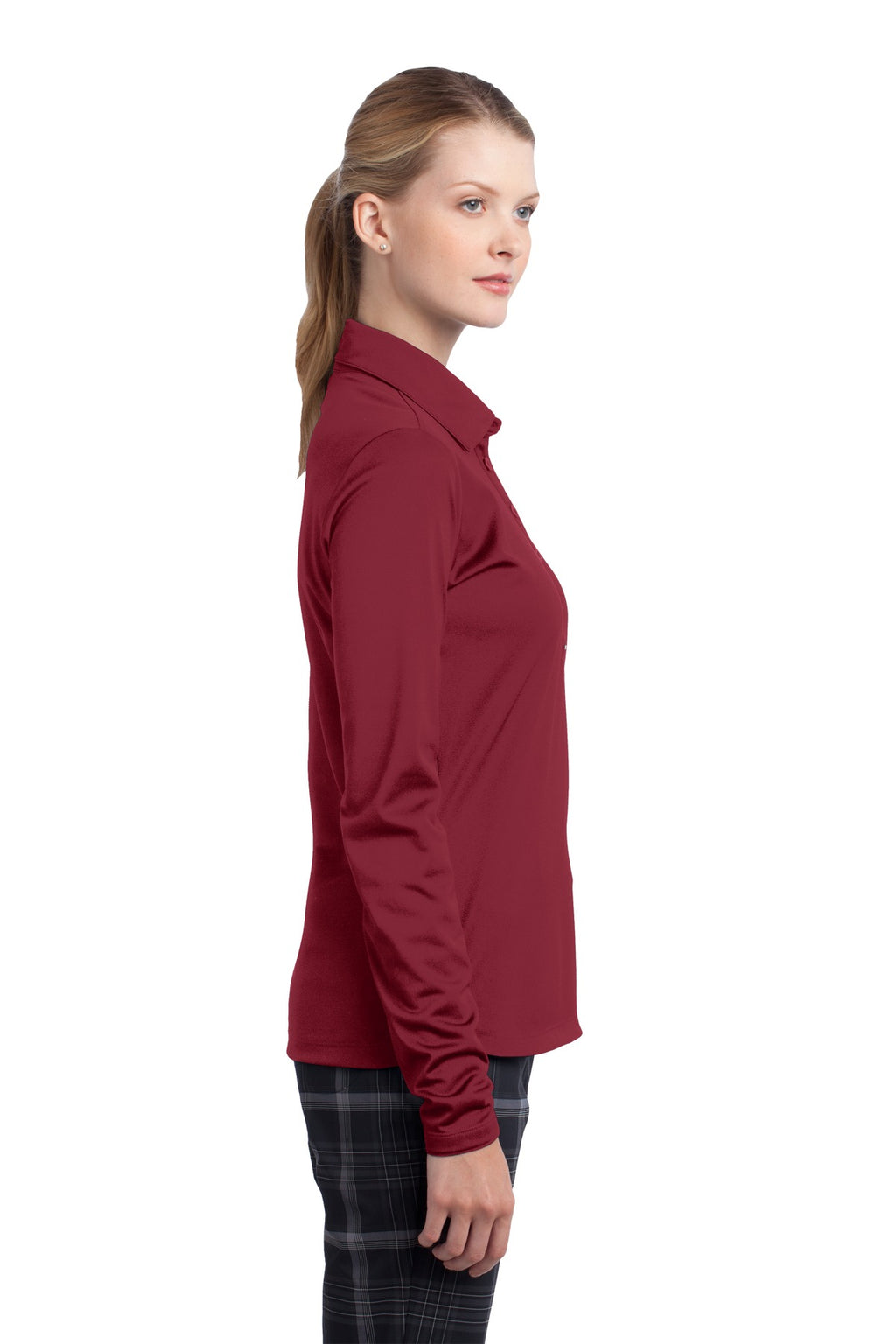 DISCONTINUED Nike Women's Long Sleeve Dri-FIT Stretch Tech Polo. 545322 - Varsity Red - side