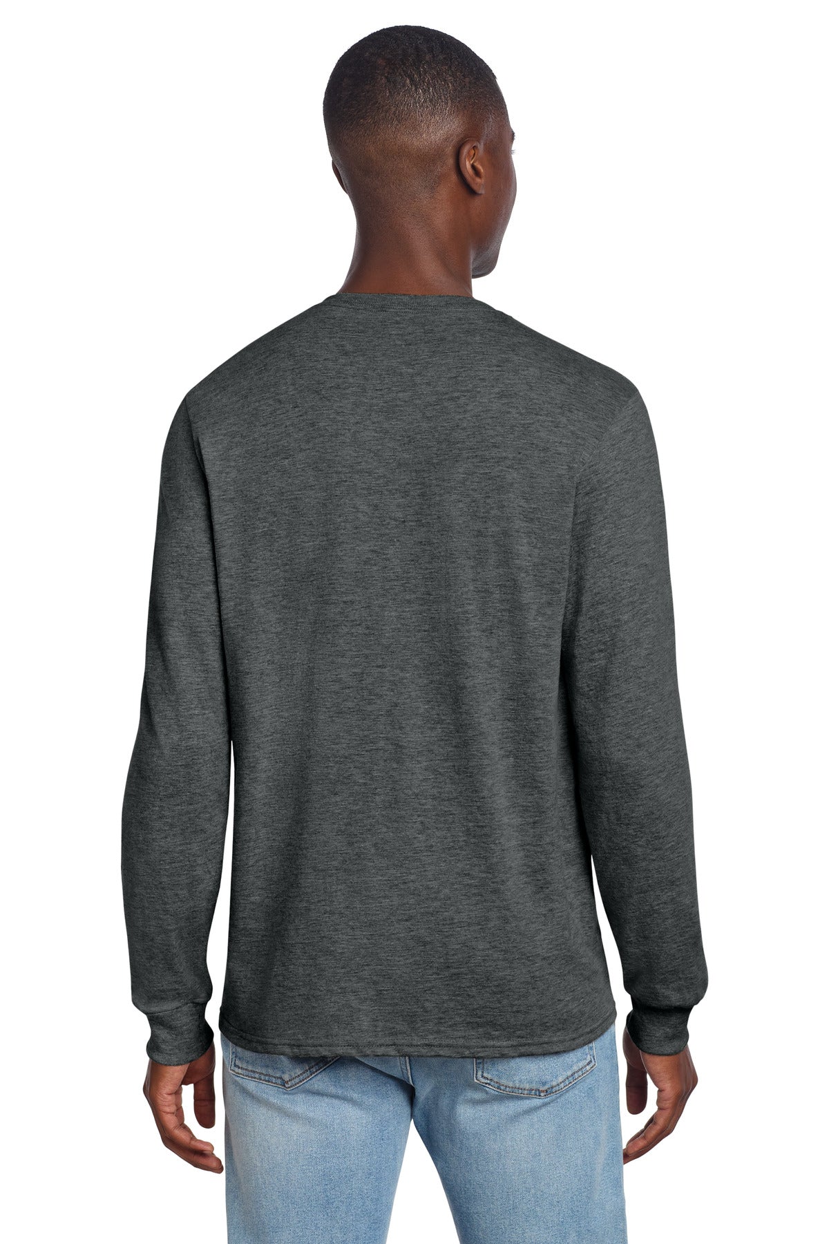 Jerzees Premium Blend Ring Spun Long Sleeve T-Shirt 560LS - Black Ink Heather - back