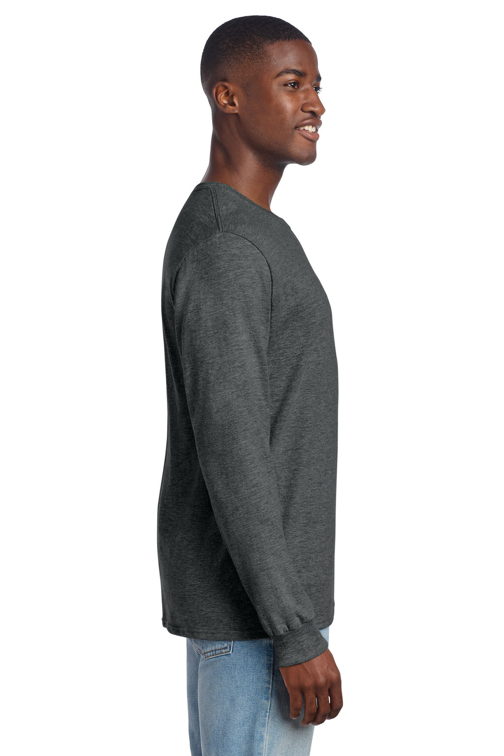 Jerzees Premium Blend Ring Spun Long Sleeve T-Shirt 560LS - Black Ink Heather - side