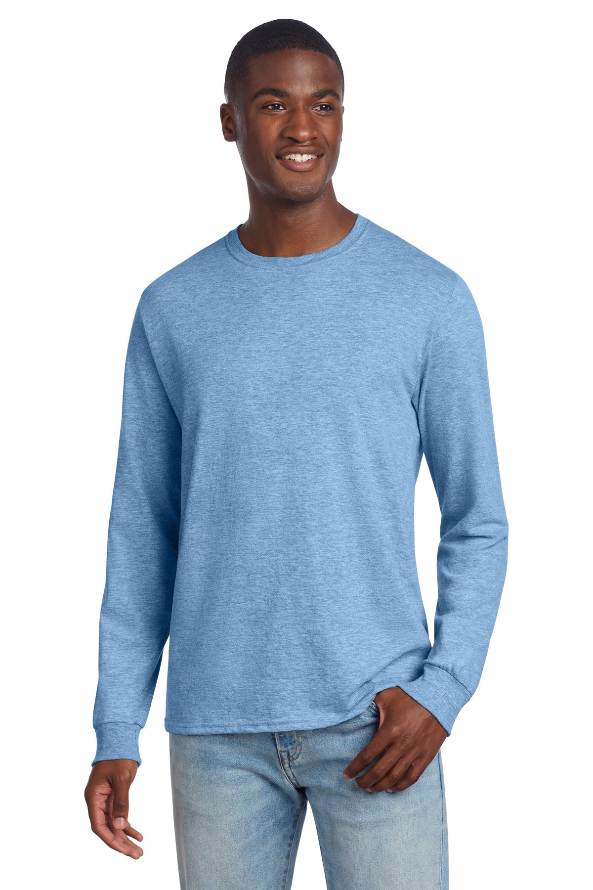 Jerzees Premium Blend Ring Spun Long Sleeve T-Shirt 560LS - Carolina Heather - front