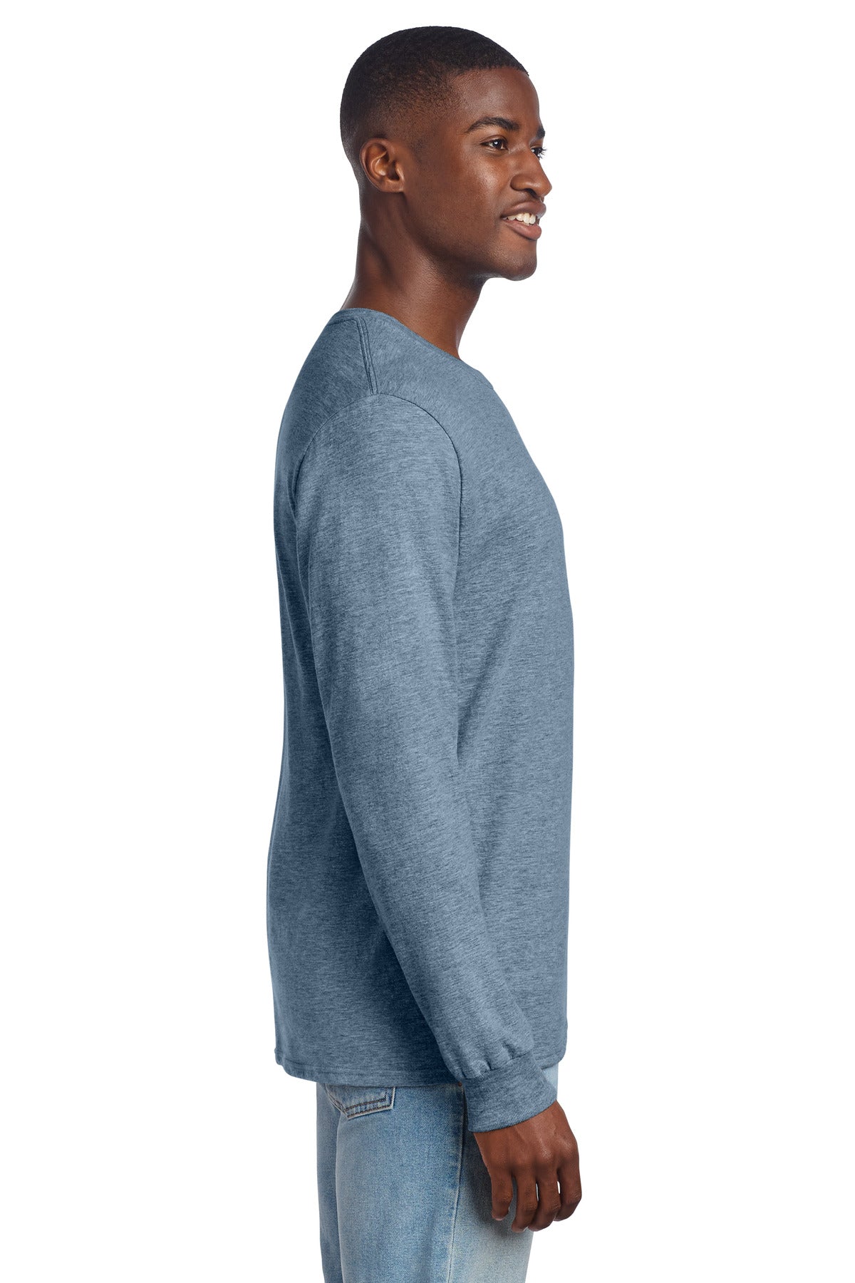 Jerzees Premium Blend Ring Spun Long Sleeve T-Shirt 560LS - Denim Heather - side