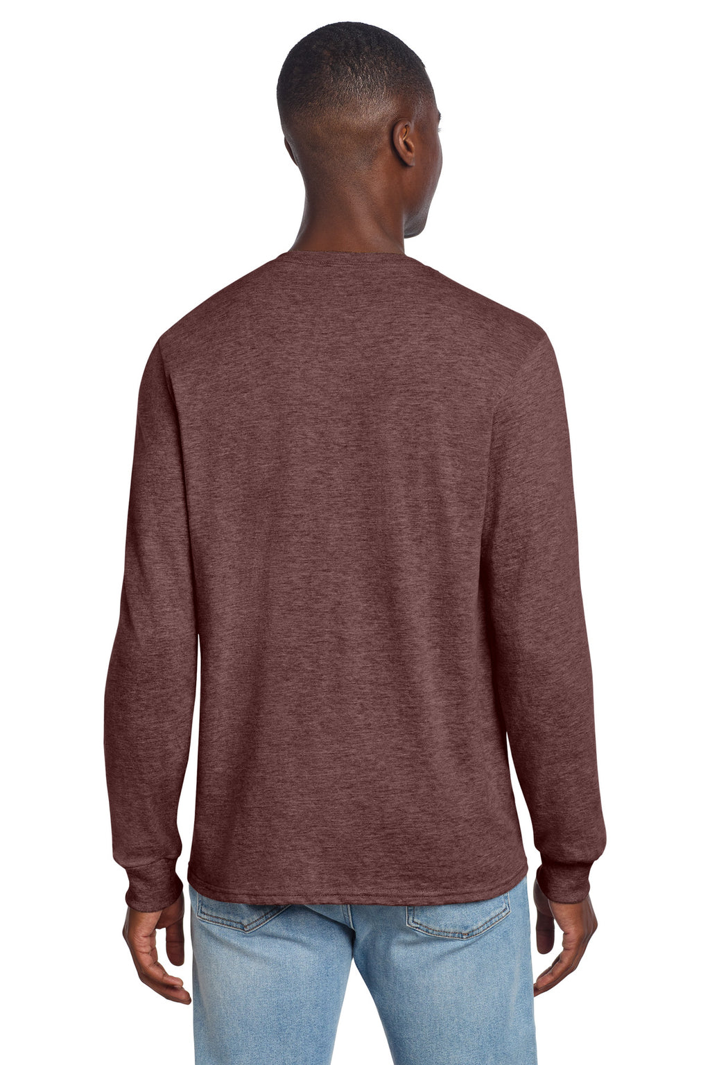 Jerzees Premium Blend Ring Spun Long Sleeve T-Shirt 560LS - Maroon Heather - back