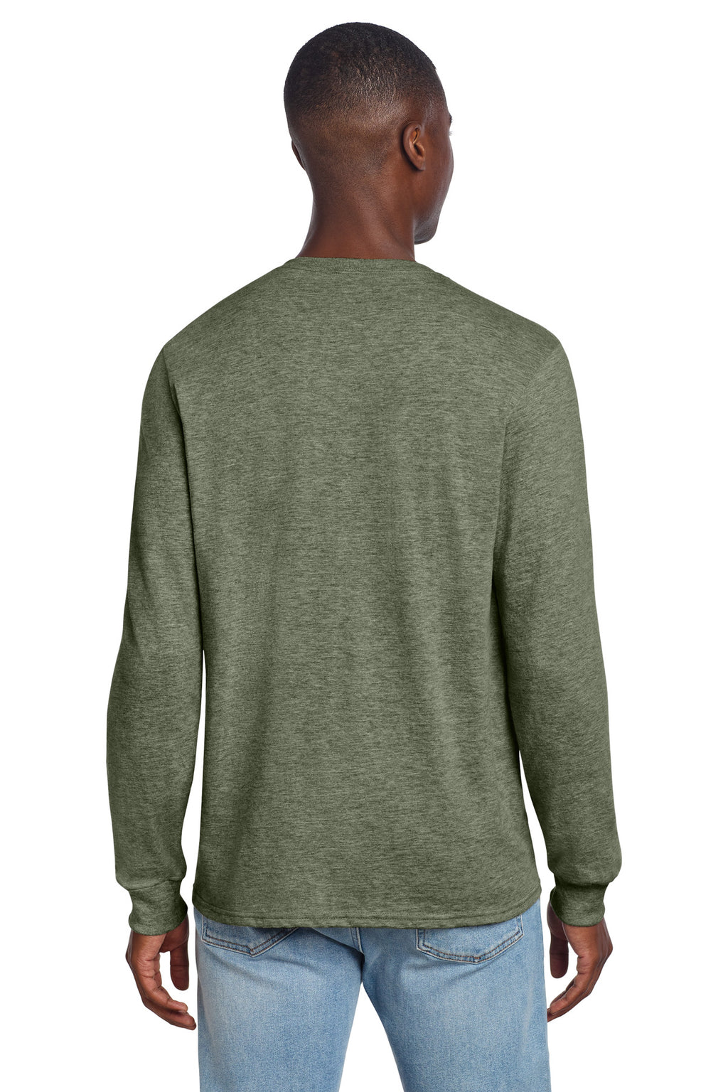 Jerzees Premium Blend Ring Spun Long Sleeve T-Shirt 560LS - Military Green Heather - back