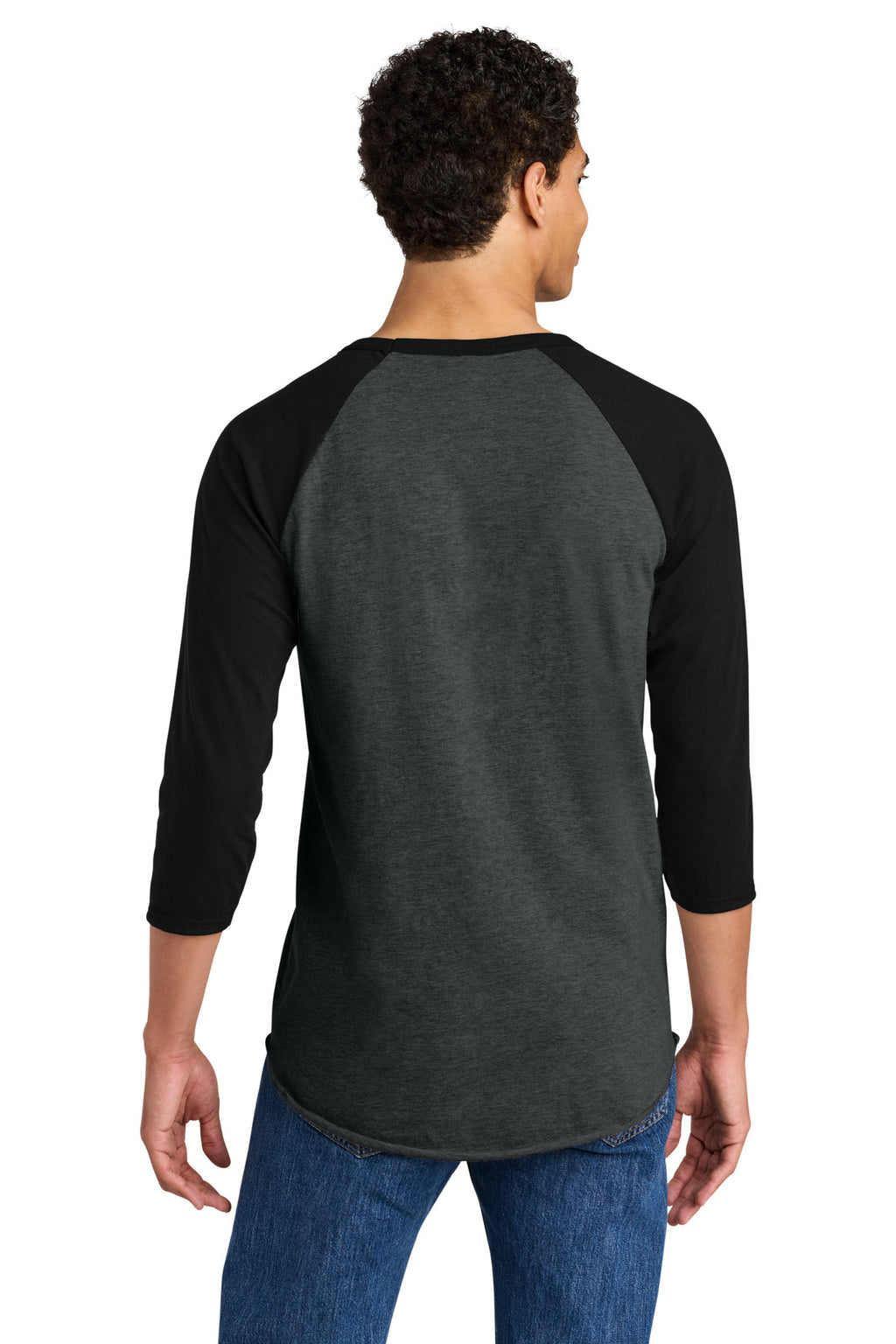 Jerzees Unisex Premium Blend Combed Ring Spun 3/4-Sleeve Raglan 560R - Black Ink Heather/ Black Ink - back