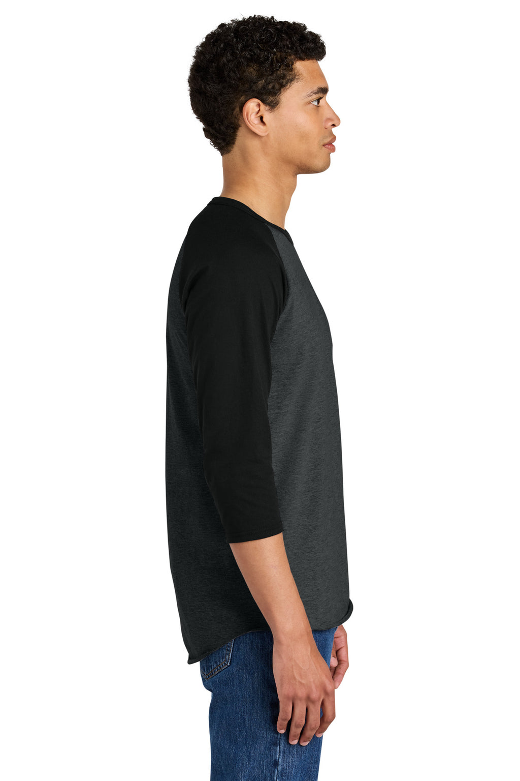 Jerzees Unisex Premium Blend Combed Ring Spun 3/4-Sleeve Raglan 560R - Black Ink Heather/ Black Ink - side