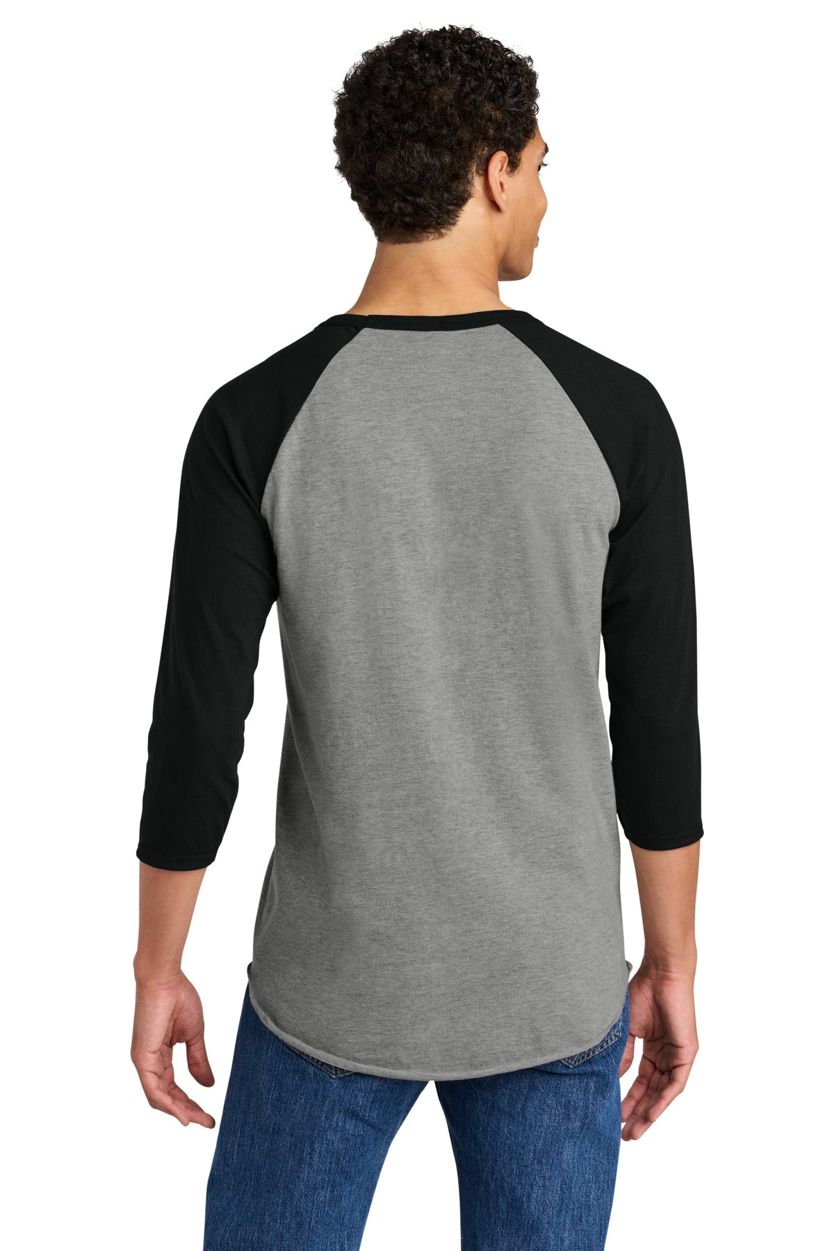 Jerzees Unisex Premium Blend Combed Ring Spun 3/4-Sleeve Raglan 560R - Oxford/ Black Ink - back