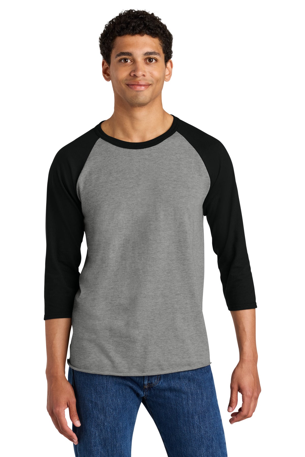 Jerzees Unisex Premium Blend Combed Ring Spun 3/4-Sleeve Raglan 560R - Oxford/ Black Ink - front