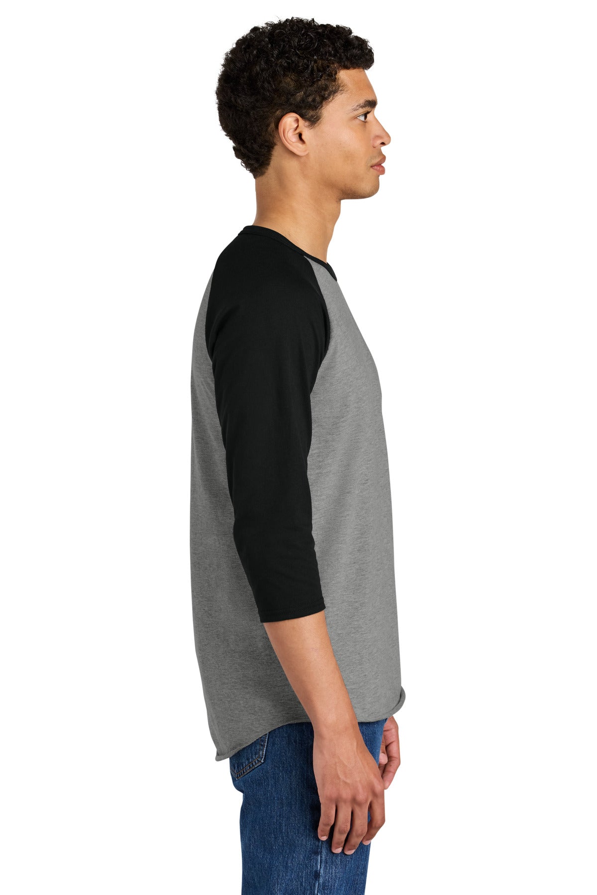 Jerzees Unisex Premium Blend Combed Ring Spun 3/4-Sleeve Raglan 560R - Oxford/ Black Ink - side