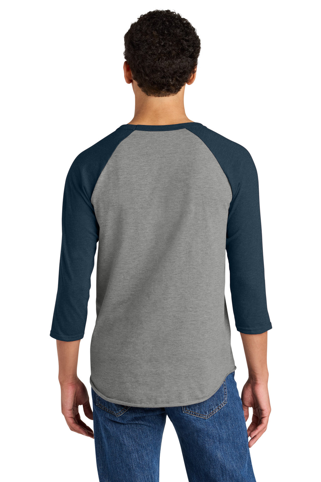 Jerzees Unisex Premium Blend Combed Ring Spun 3/4-Sleeve Raglan 560R - Oxford/ Indigo Heather - back