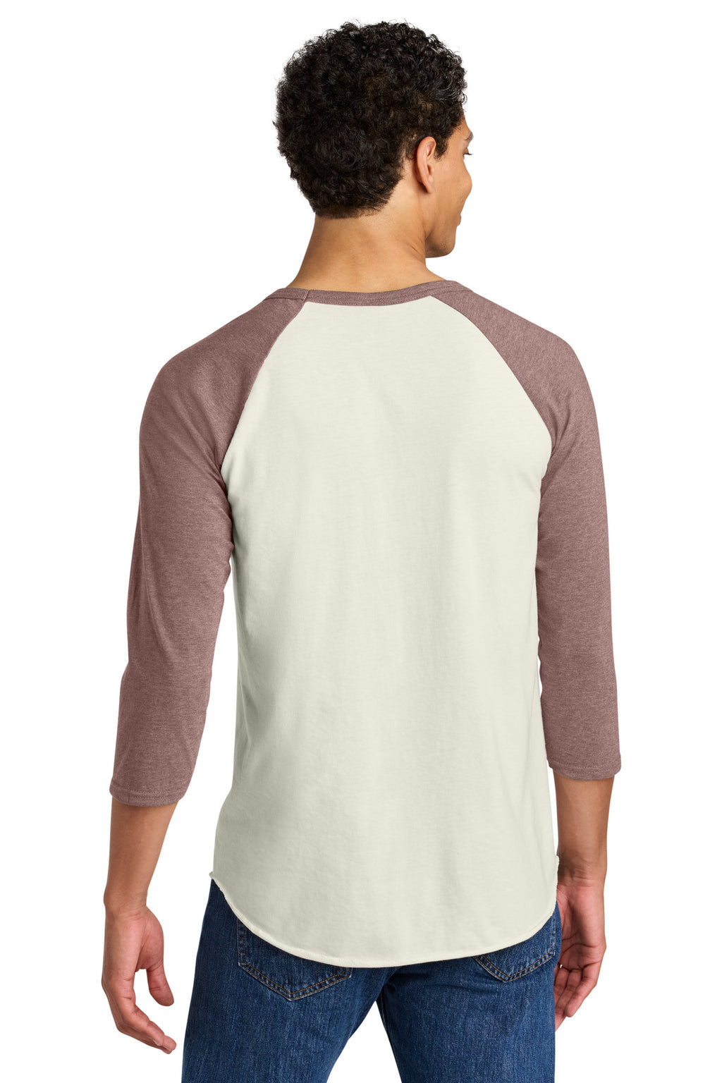 Jerzees Unisex Premium Blend Combed Ring Spun 3/4-Sleeve Raglan 560R - Sweet Cream Heather/ Heather Mauve - back
