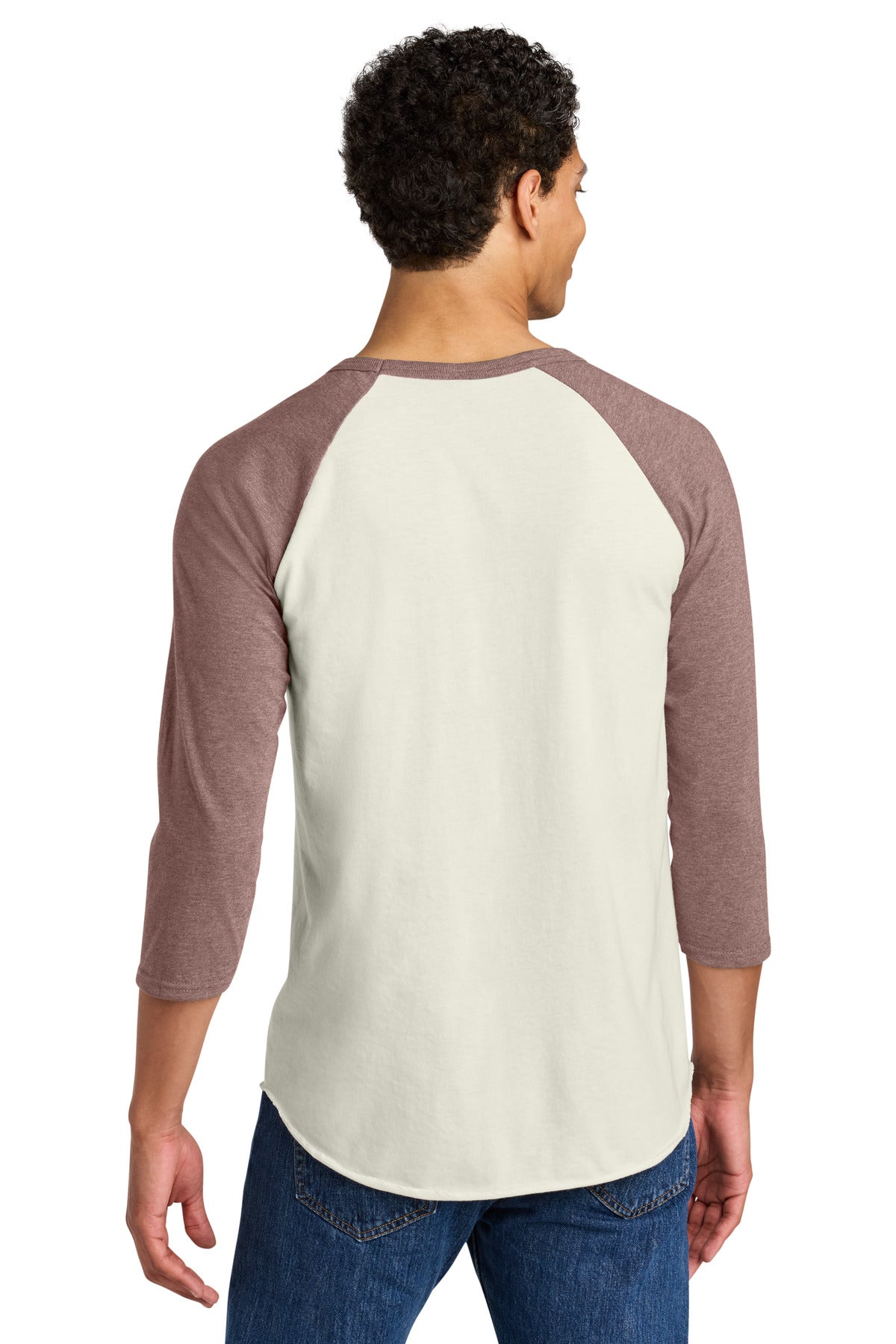 Jerzees Unisex Premium Blend Combed Ring Spun 3/4-Sleeve Raglan 560R - Sweet Cream Heather/ Heather Mauve - back