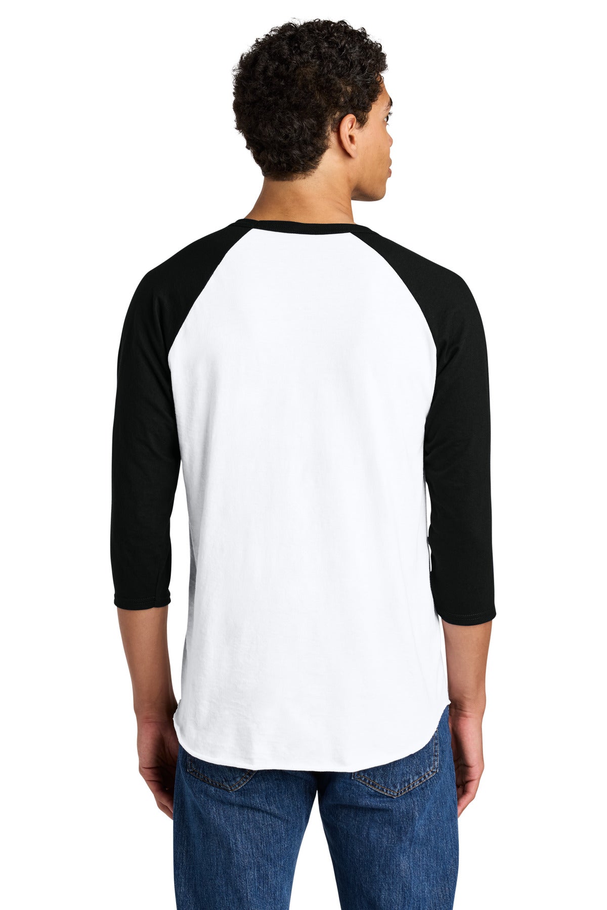 Jerzees Unisex Premium Blend Combed Ring Spun 3/4-Sleeve Raglan 560R - White/ Black Ink - back