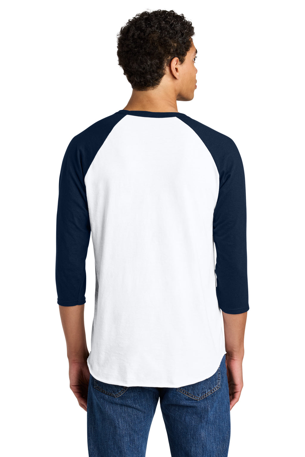 Jerzees Unisex Premium Blend Combed Ring Spun 3/4-Sleeve Raglan 560R - White/ J. Navy - back