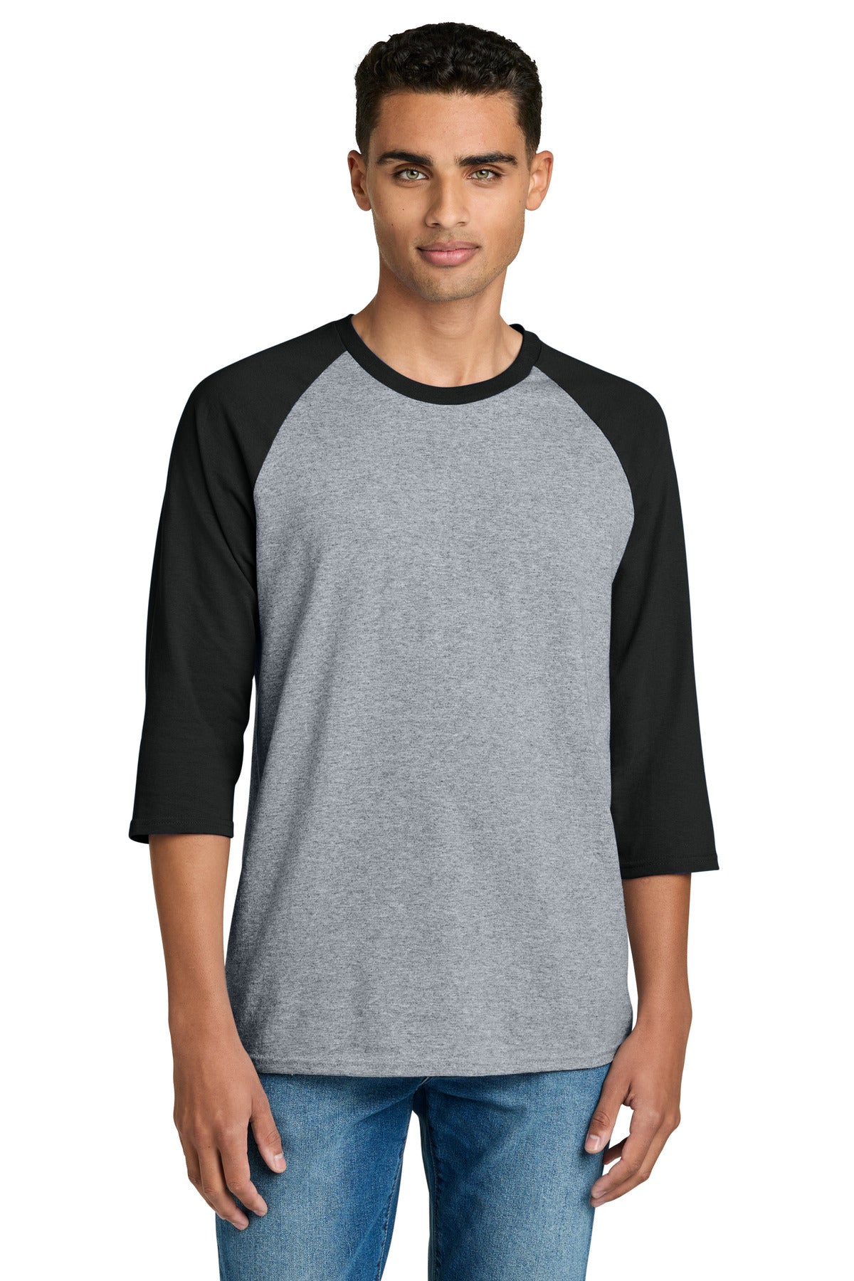 Gildan Heavy Cotton 3/4-Sleeve Raglan T-Shirt. 5700 - Sport Grey/ Black - front
