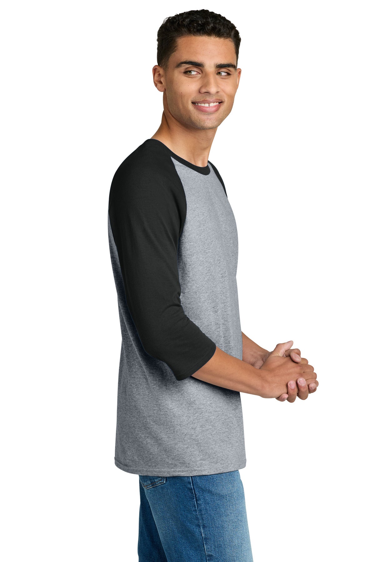 Gildan Heavy Cotton 3/4-Sleeve Raglan T-Shirt. 5700 - Sport Grey/ Black - side