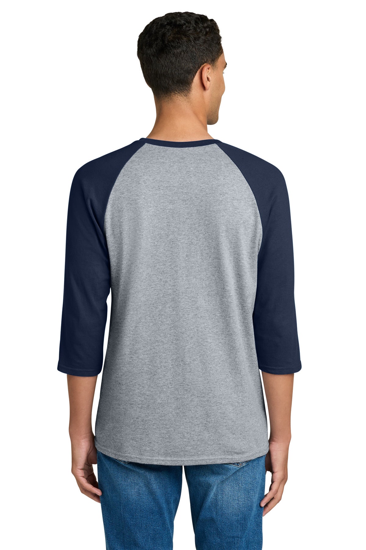 Gildan Heavy Cotton 3/4-Sleeve Raglan T-Shirt. 5700 - Sport Grey Trim Navy - back