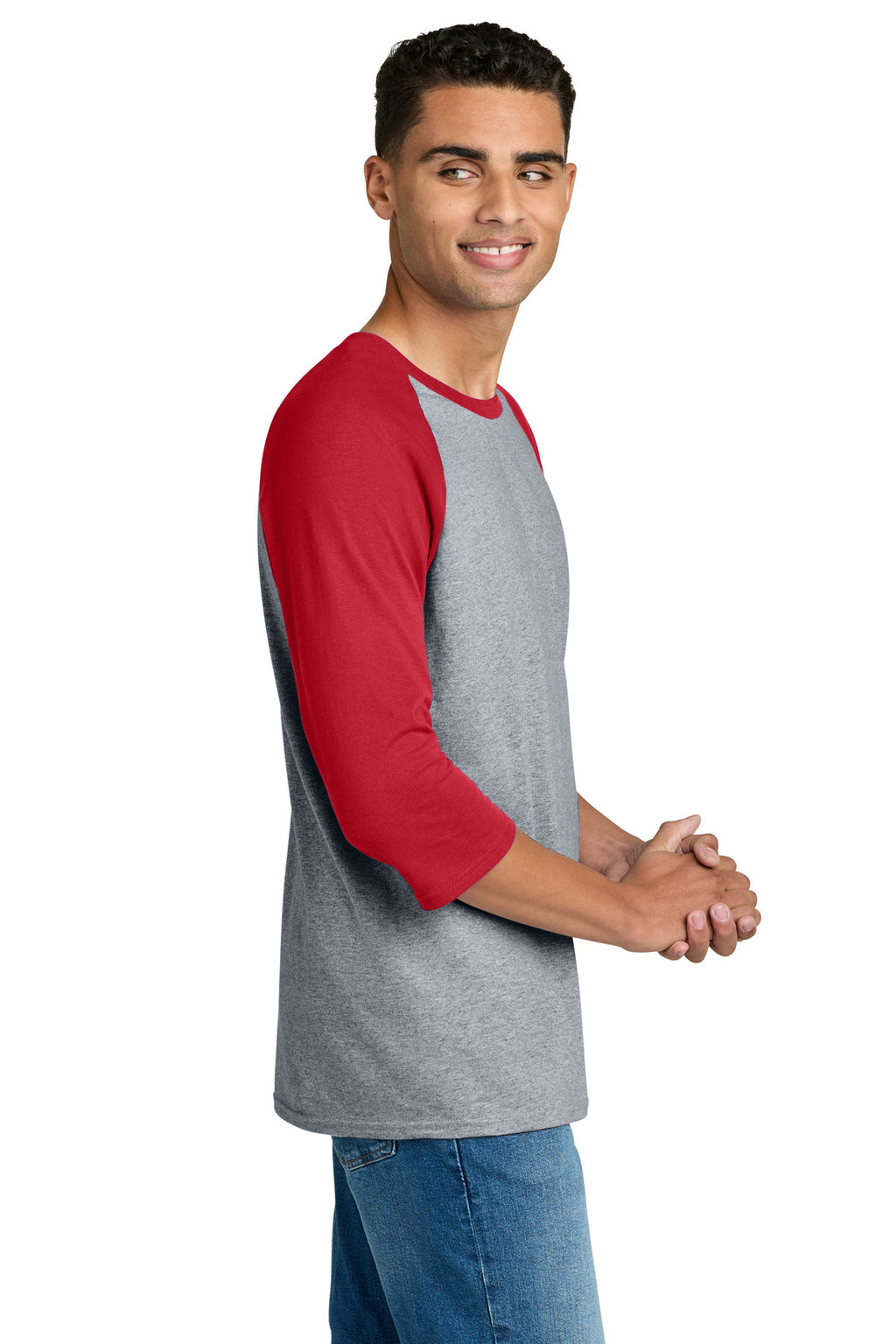 Gildan Heavy Cotton 3/4-Sleeve Raglan T-Shirt. 5700 - Sport Grey Trim Red - side