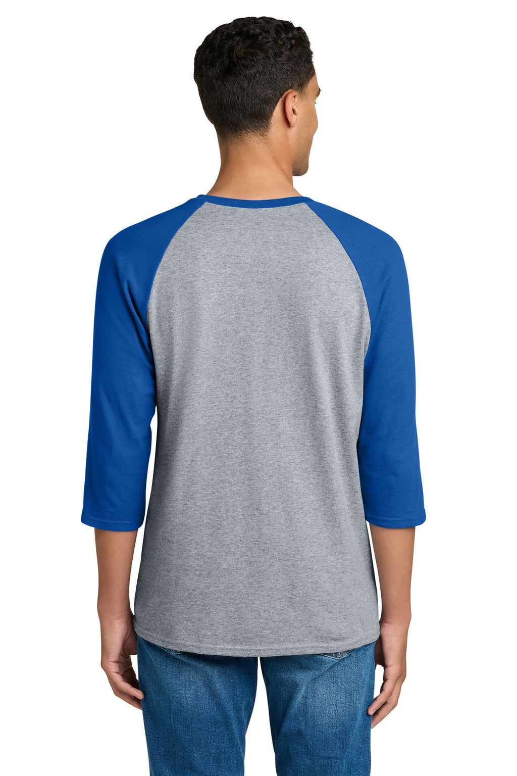 Gildan Heavy Cotton 3/4-Sleeve Raglan T-Shirt. 5700 - Sport Grey Trim Royal - back