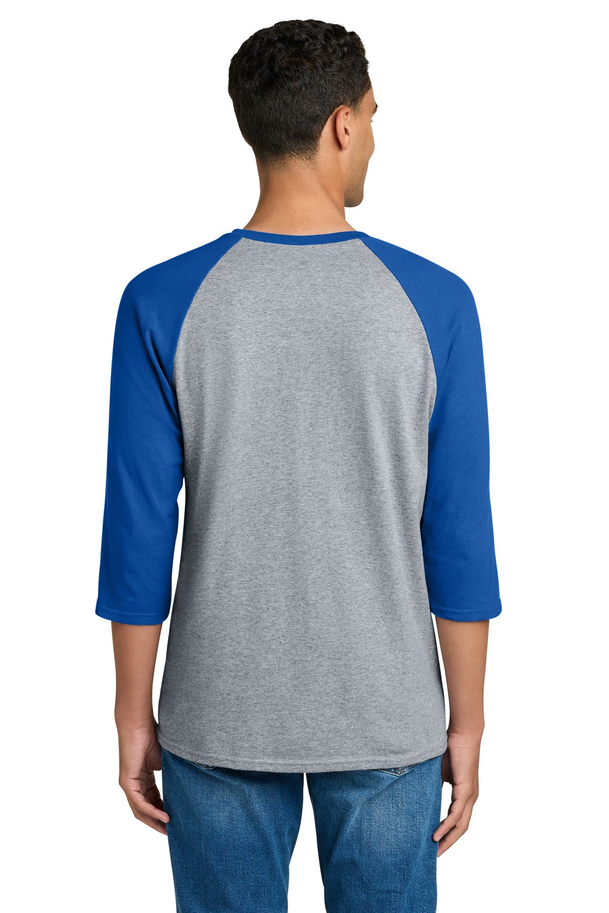 Gildan Heavy Cotton 3/4-Sleeve Raglan T-Shirt. 5700 - Sport Grey Trim Royal - back