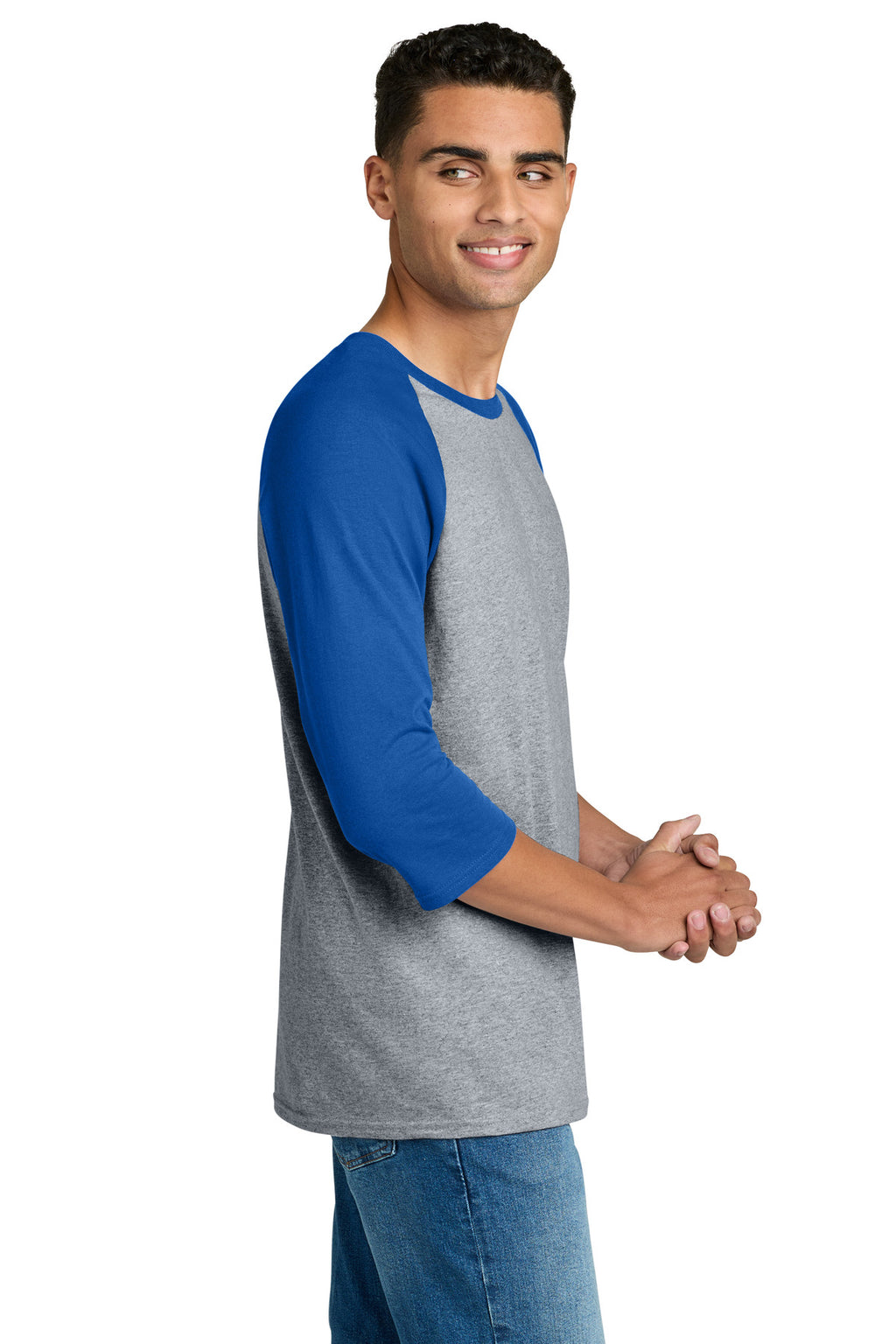 Gildan Heavy Cotton 3/4-Sleeve Raglan T-Shirt. 5700 - Sport Grey Trim Royal - side
