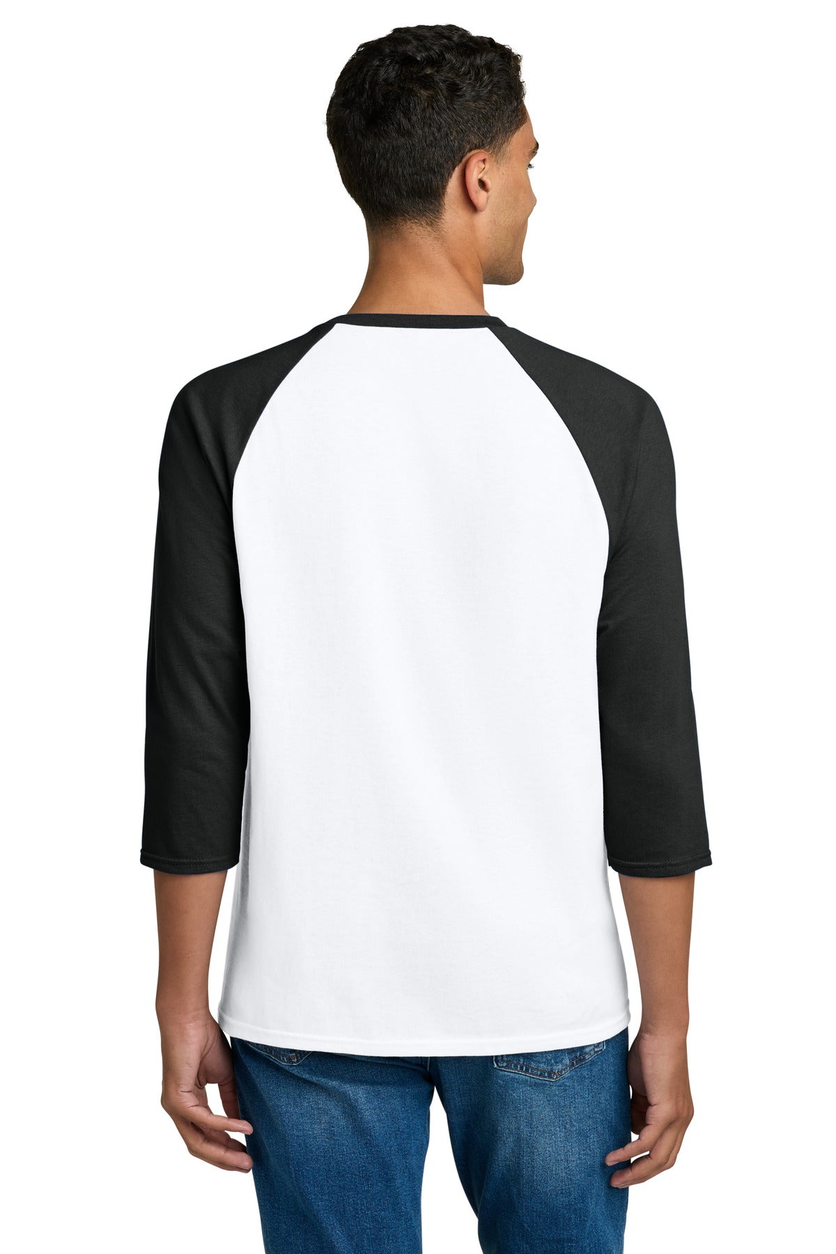 Gildan Heavy Cotton 3/4-Sleeve Raglan T-Shirt. 5700 - White/ Black - back