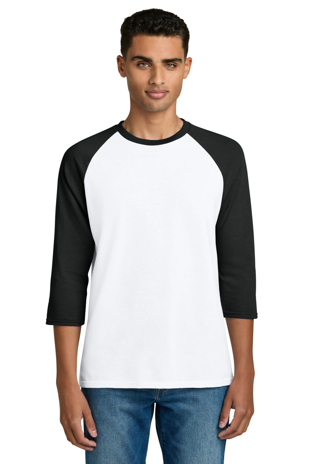 Gildan Heavy Cotton 3/4-Sleeve Raglan T-Shirt. 5700 - White/ Black - front